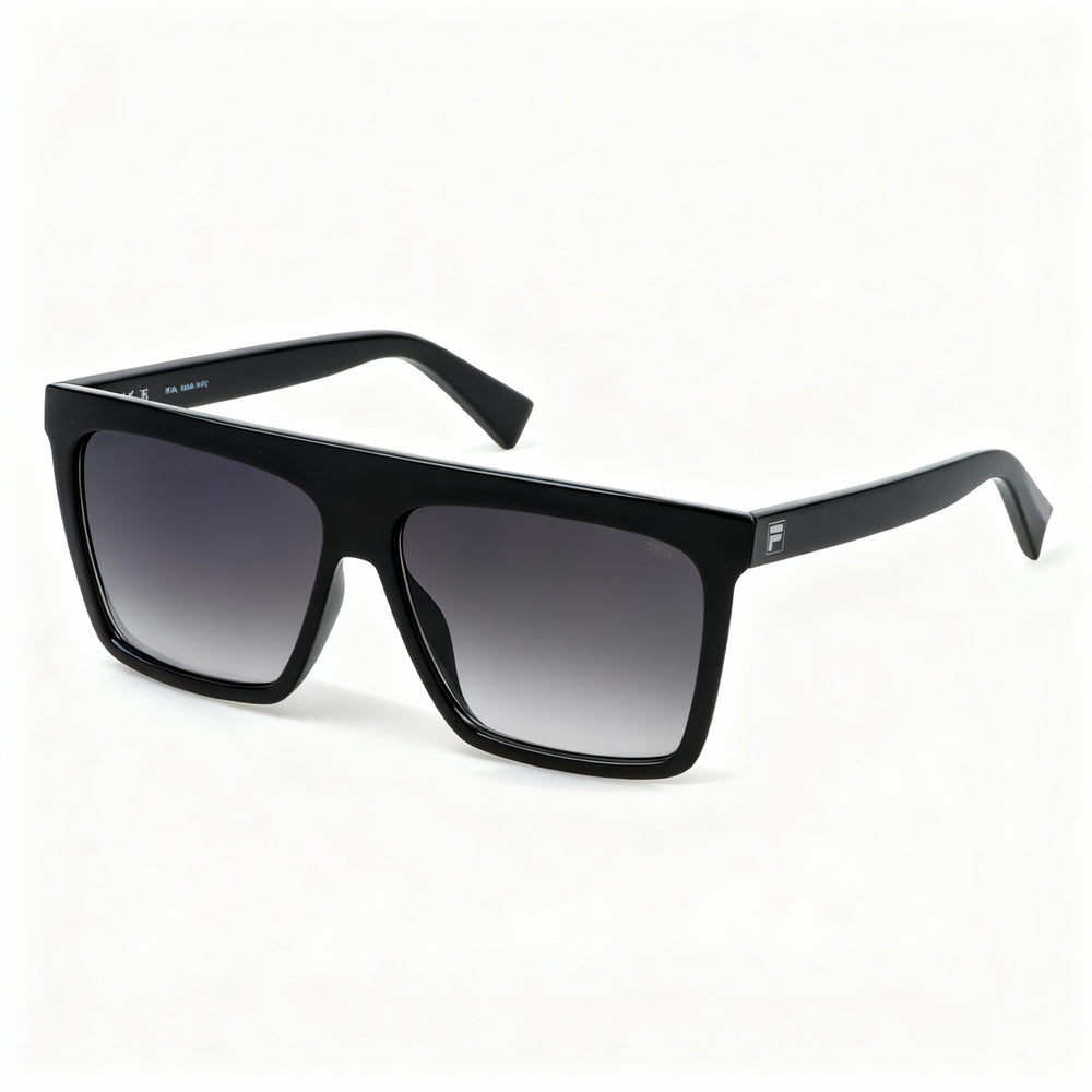 Gafas de sol Fila SFI834 para hombre, no polarizadas, con degradado ahumado negro brillante inyectado, 60 mm