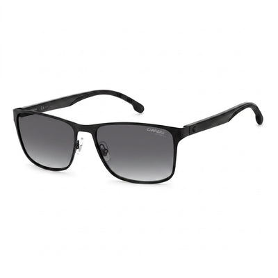 Carrera 2037t/S Unisex Rectangular Stainless Steel Non-Polarized Sunglasses, Black Frame, Dark Grey Shaded Lens, 55-16-145