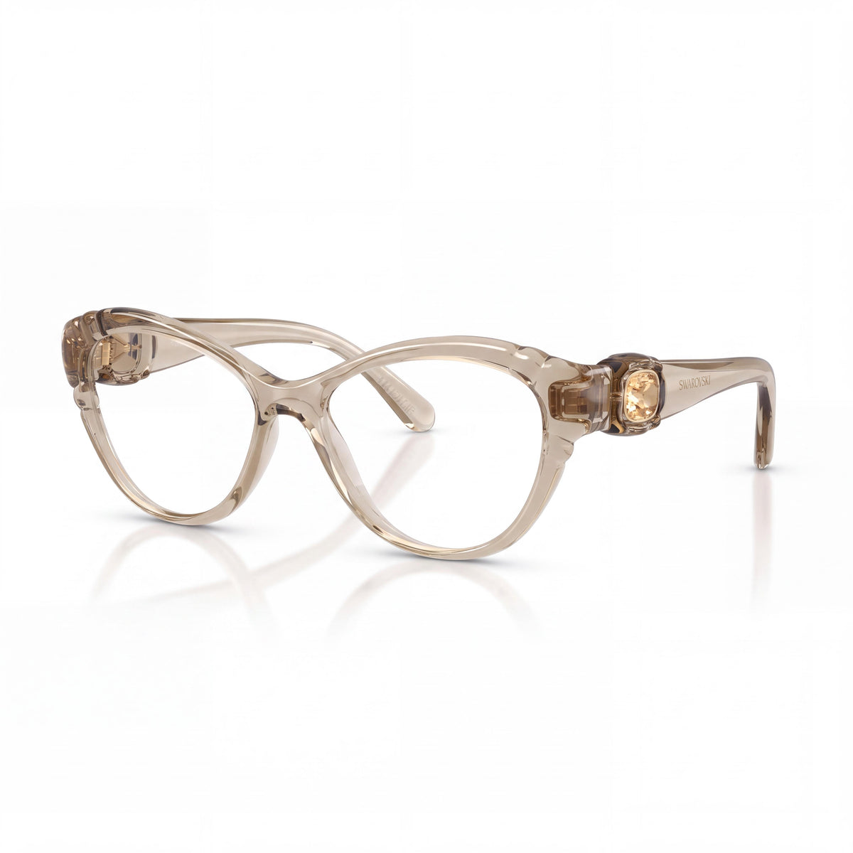Gafas graduadas Swarovski SK2057 para mujer, montura de plástico beige transparente con lentes de efecto ojo de gato, 53 mm, Photo 1