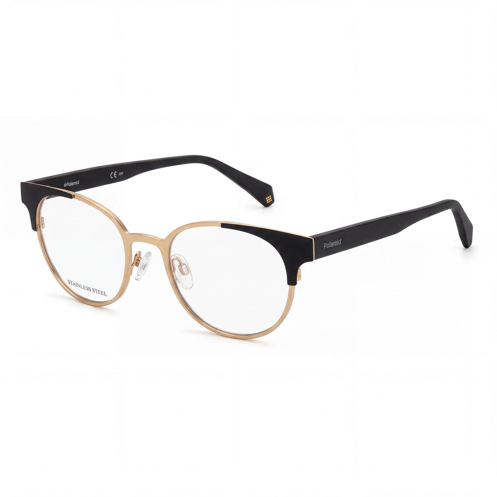 Polaroid POLAROID ROUND Optical Frames, Unisex, Metal, Black Gold, Clear Lenses, 43.5mm
