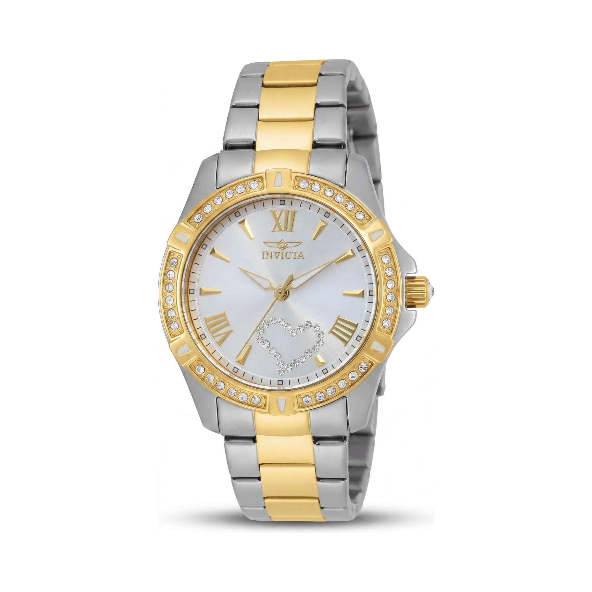 Invicta Women's 21418 Two Tone Stainless Steel Silver Dial Crystal Accented Bezel 34.5mm Water Resistant Watch, Photo 1