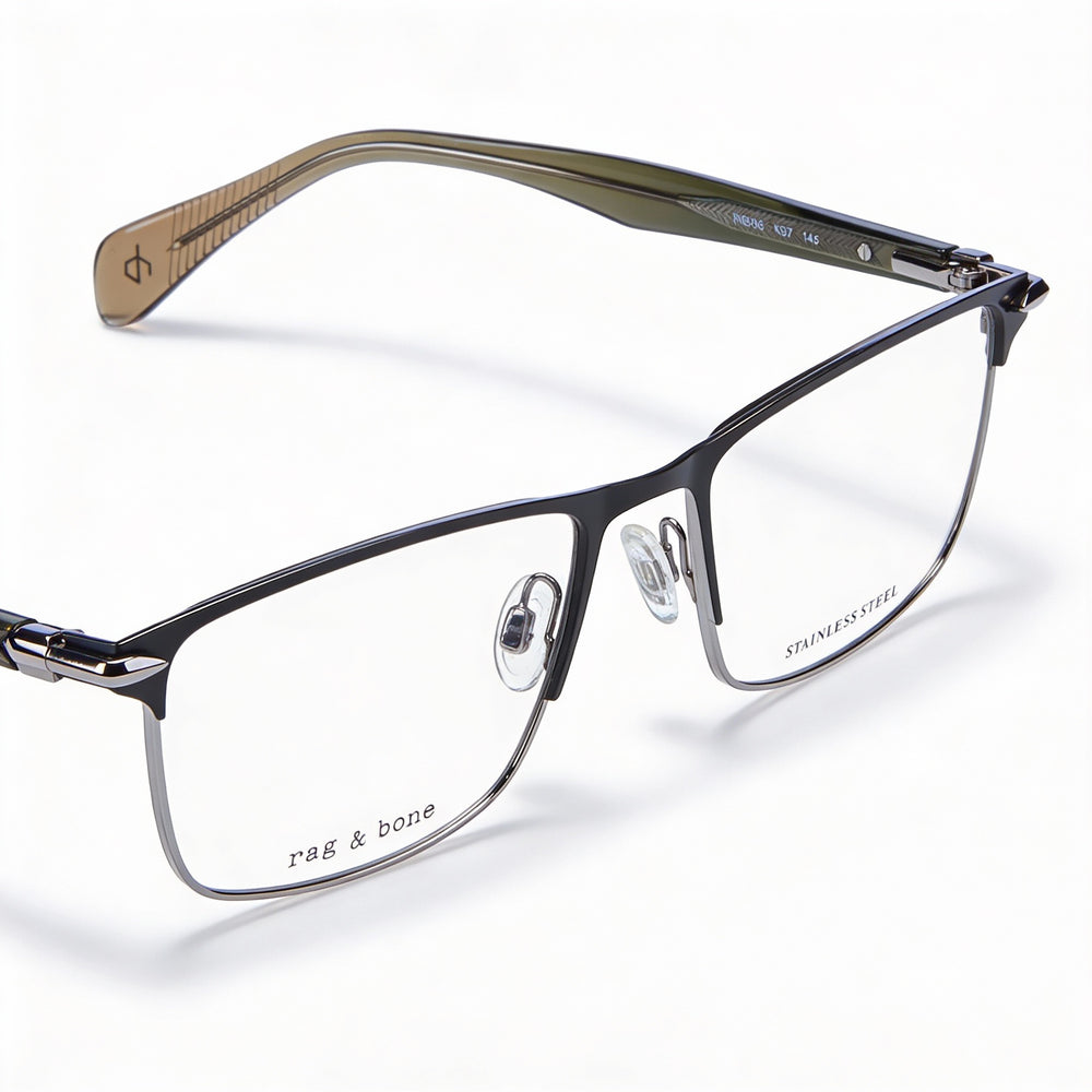 Montura de gafas graduadas Rag & Bone Rnb7046 de acero de aleación para mujer, color gris, ancho de lente: 55 mm