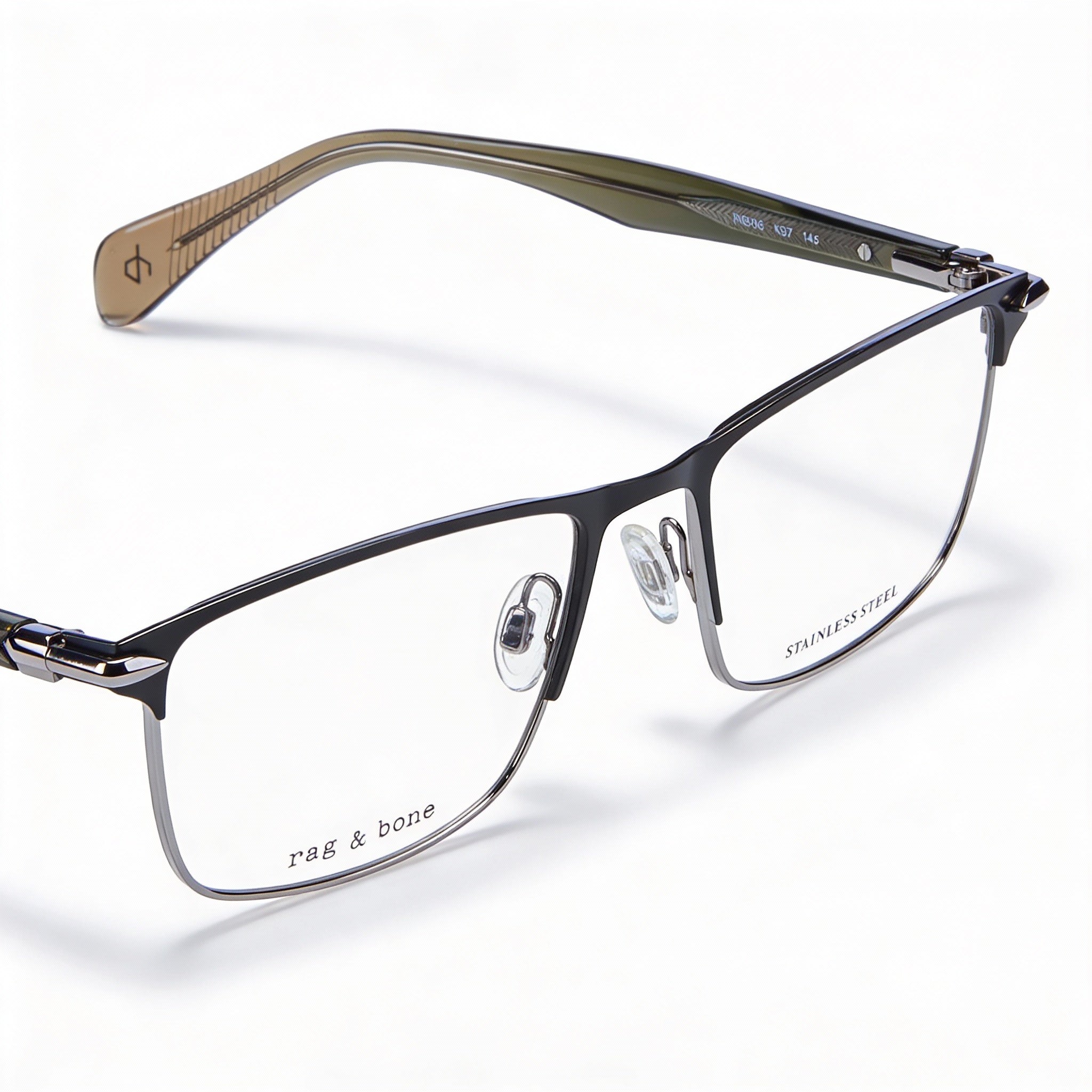 Montura de gafas graduadas Rag & Bone Rnb7046 de acero de aleación para mujer, color gris, ancho de lente: 55 mm, Photo 1
