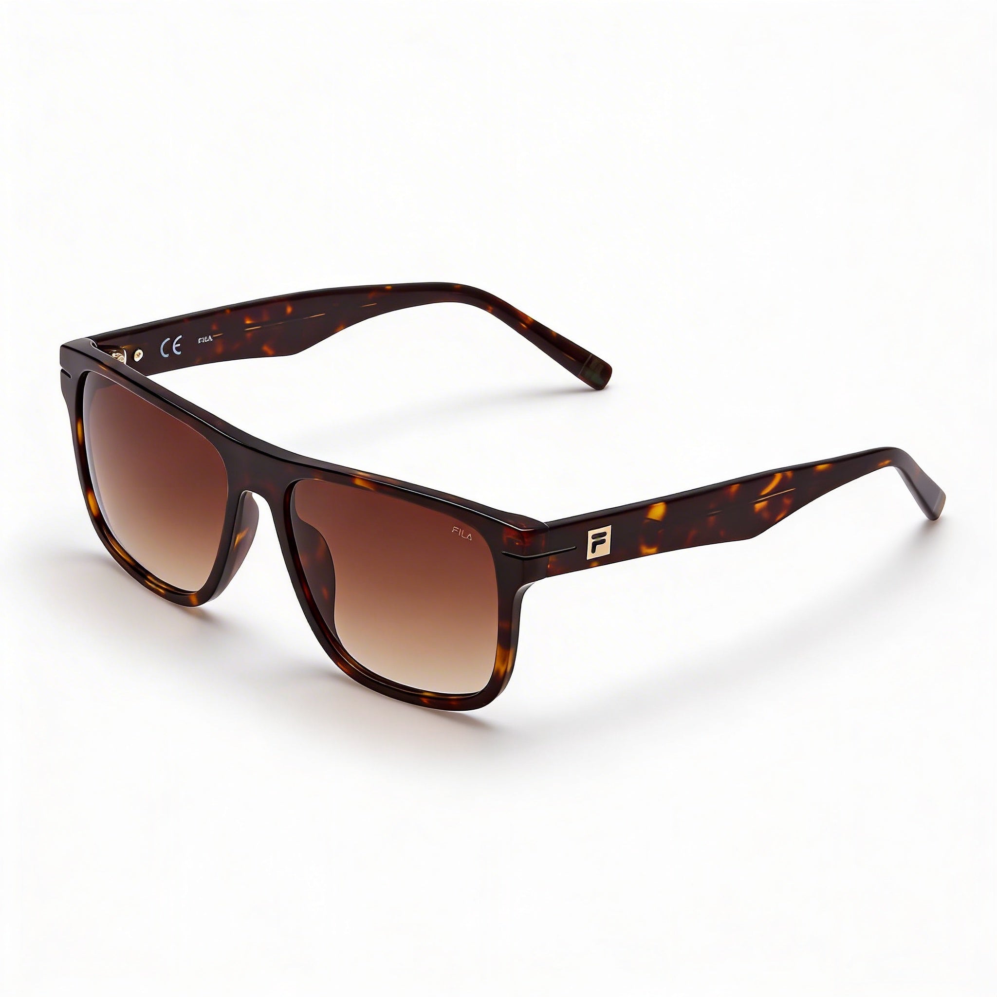 FILA Casual Men's Non-Polarized Acetate Sunglasses Shiny Dark Havana Frame, Brown Gradient Lenses 56mm, Photo 1