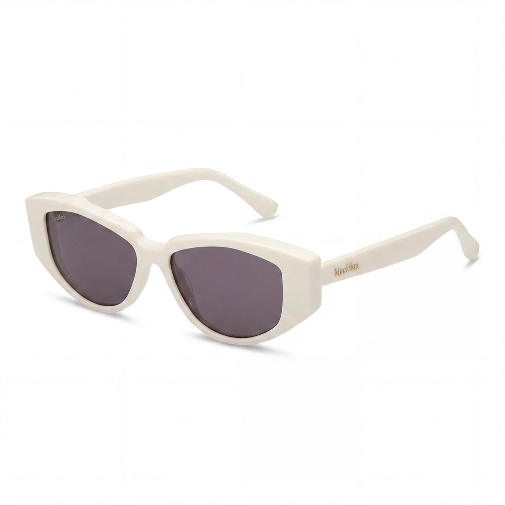 Gafas de sol informales MaxMara para mujer con montura de acetato blanco brillante y lentes ahumadas 52-14-140 mm
