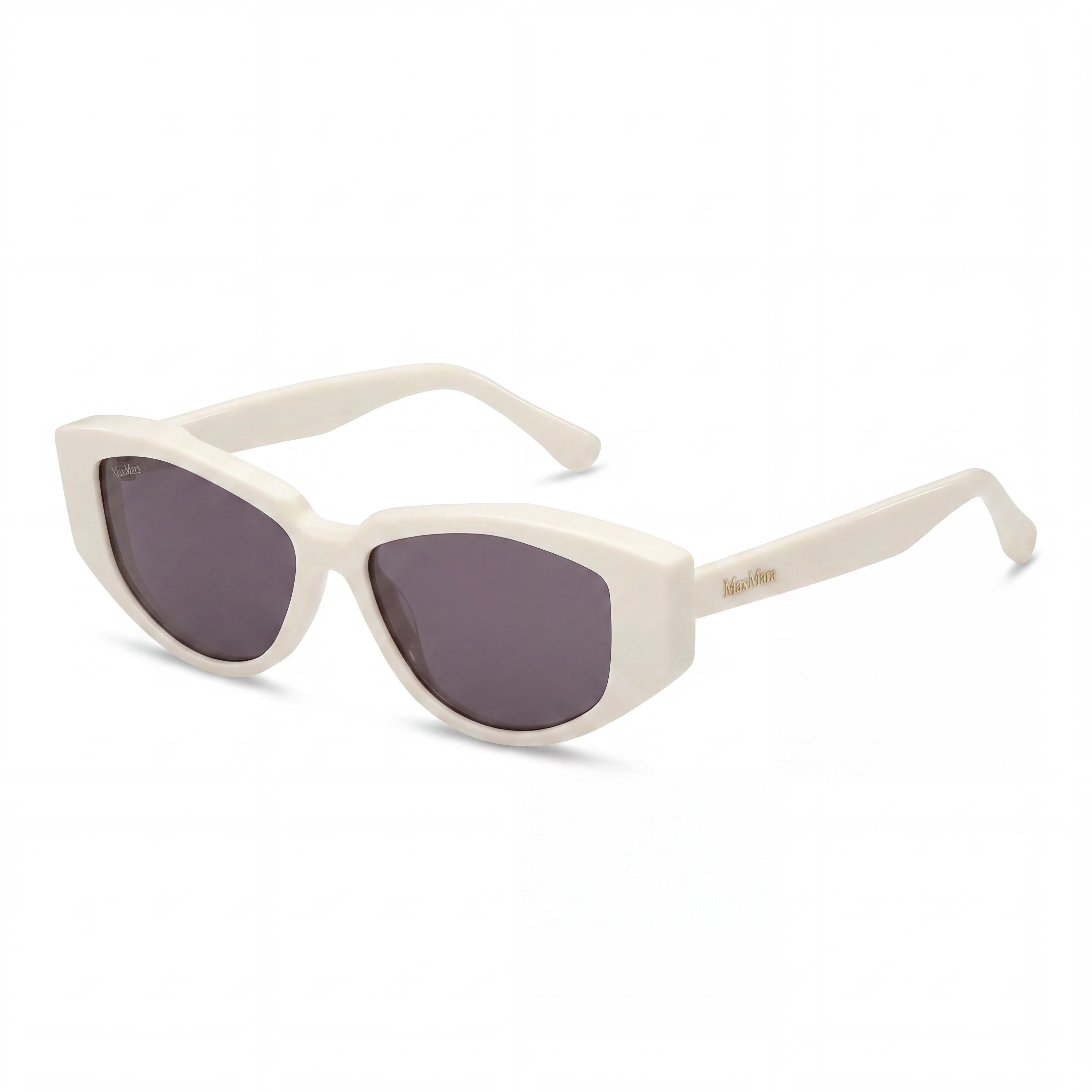 MaxMara Casual Women's Sunglasses featuring Brilliant White Acetate Frame and Smoke Lenses 52-14-140mm, Photo 1