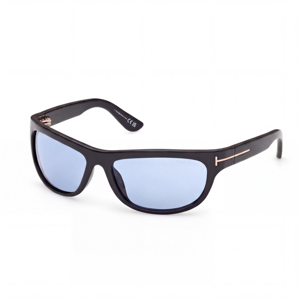 Gafas de sol unisex Marcolin Ft1363, montura clásica inyectada en negro brillante, lentes negras no polarizadas, 62 mm