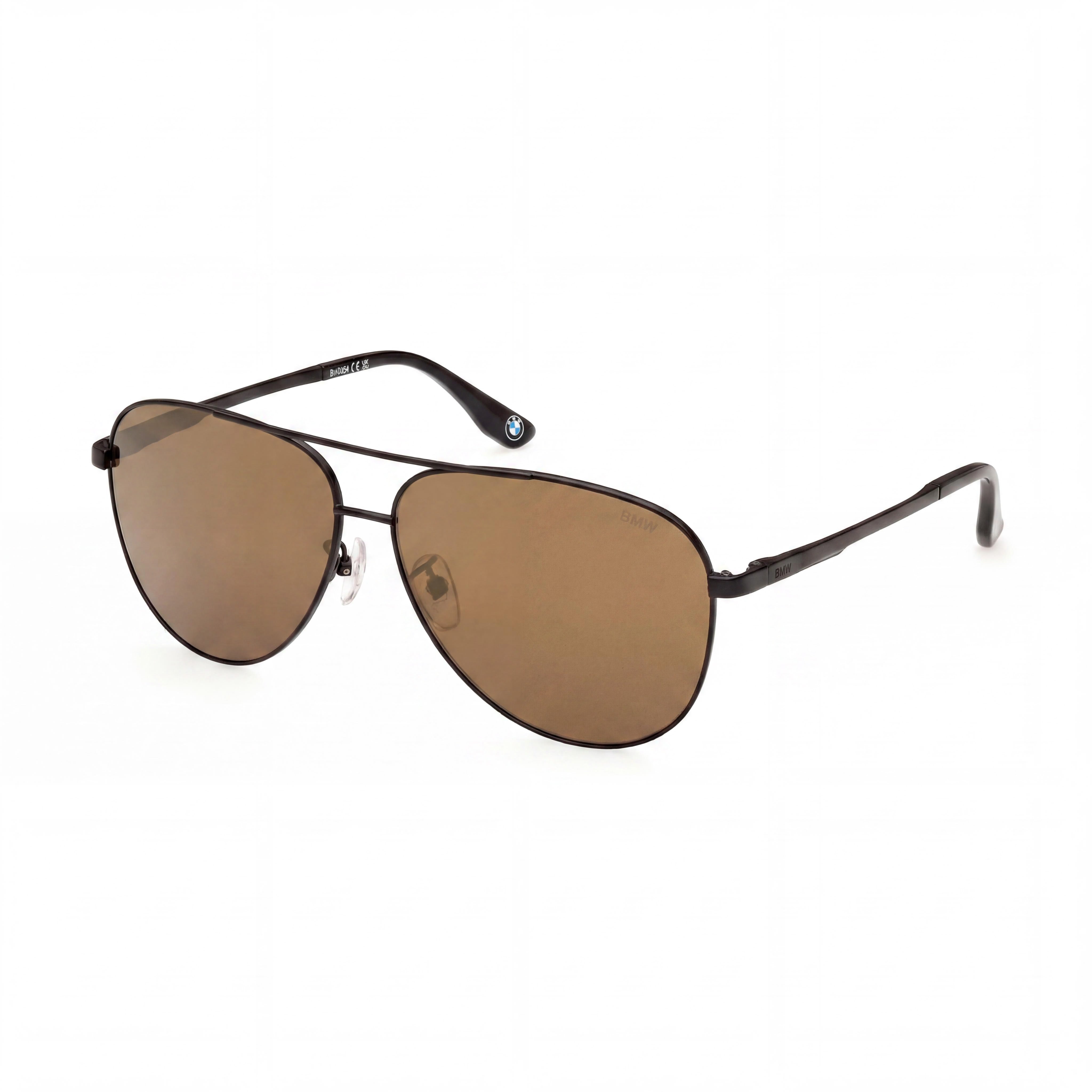 Gafas de sol BMW para hombre, contemporáneas, montura de titanio negro mate, lente de espejo marrón, protección UV 60-18-140, Photo 1