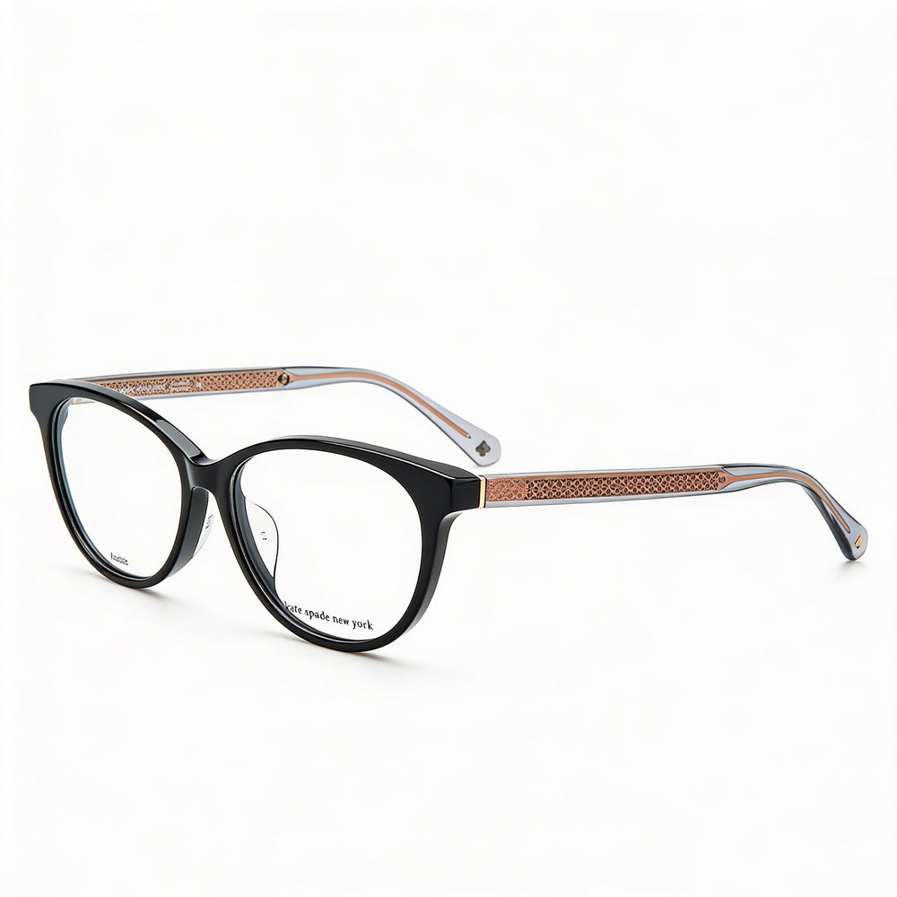 Kate Spade New York Modern Women's Black Acetate Eyeglasses - 53mm Lens, 14mm Bridge, 145mm Temple