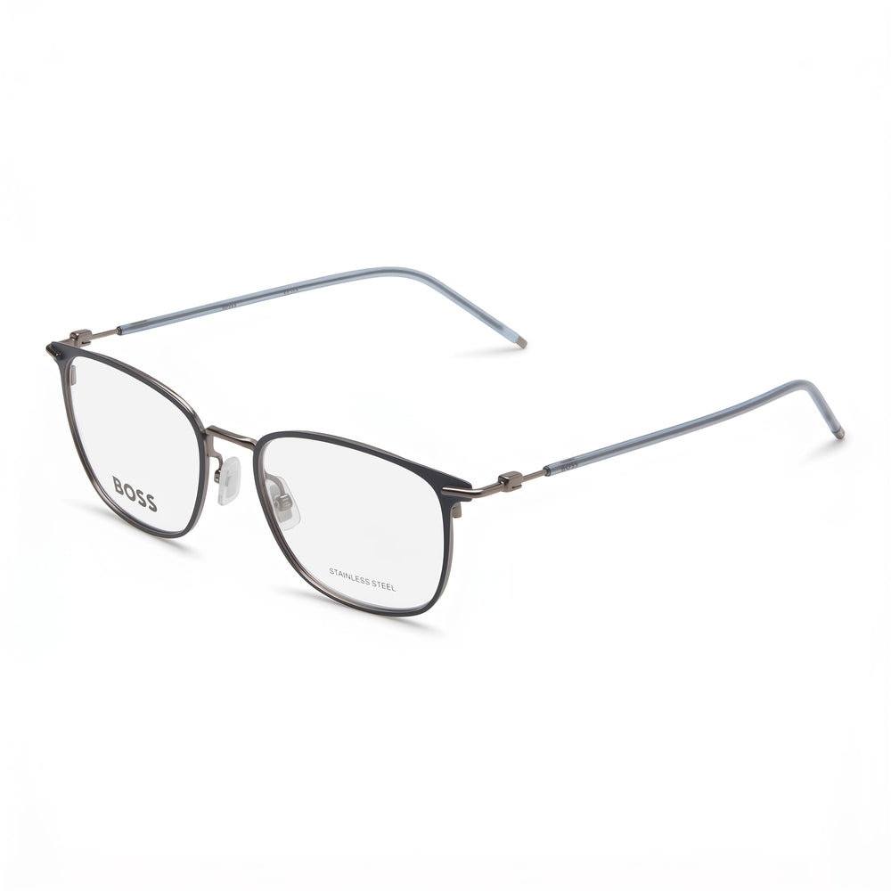 Gafas de sol Hugo Boss 1431 unisex con montura de acero de aleación, color azul mate, rutenio oscuro, policarbonato no polarizado, 52 mm