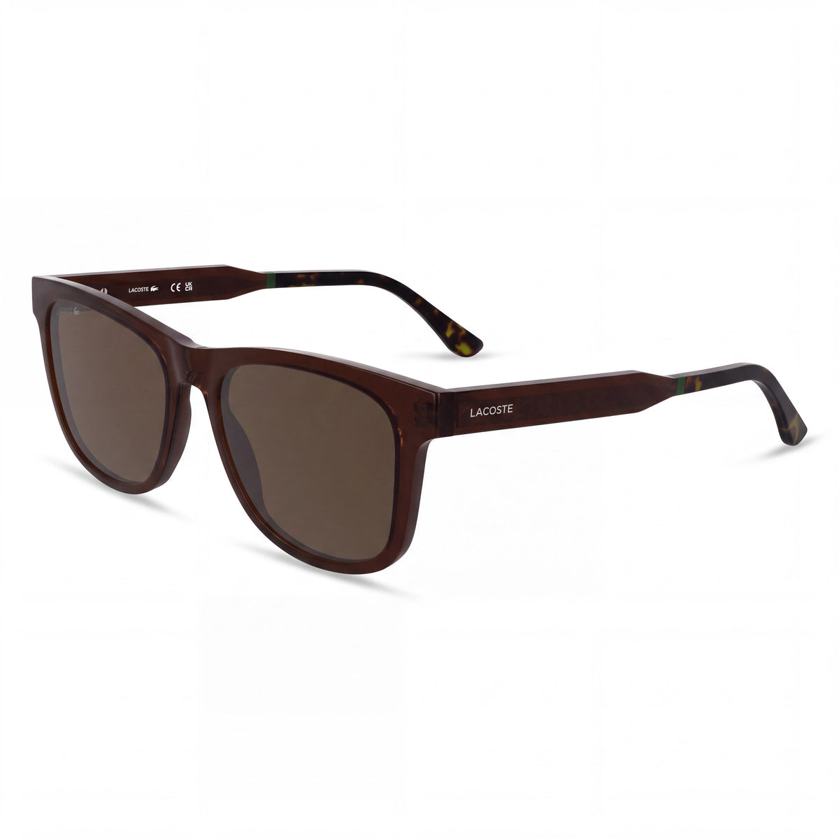 Lacoste L6060s Men's Classic Plastic Eyewear Transparent Dark Brown Frame Solid Brown Lens UV Protection 54mm, Photo 1