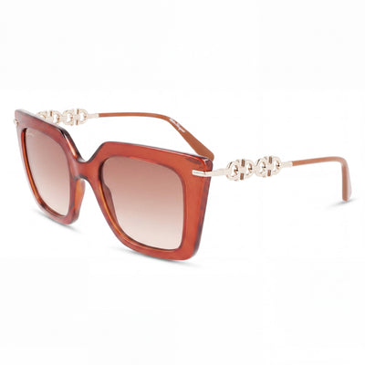 Salvatore Ferragamo SF1041S Women's Transparent Brown Plastic Butterfly Sunglasses Brown Gradient 51mm