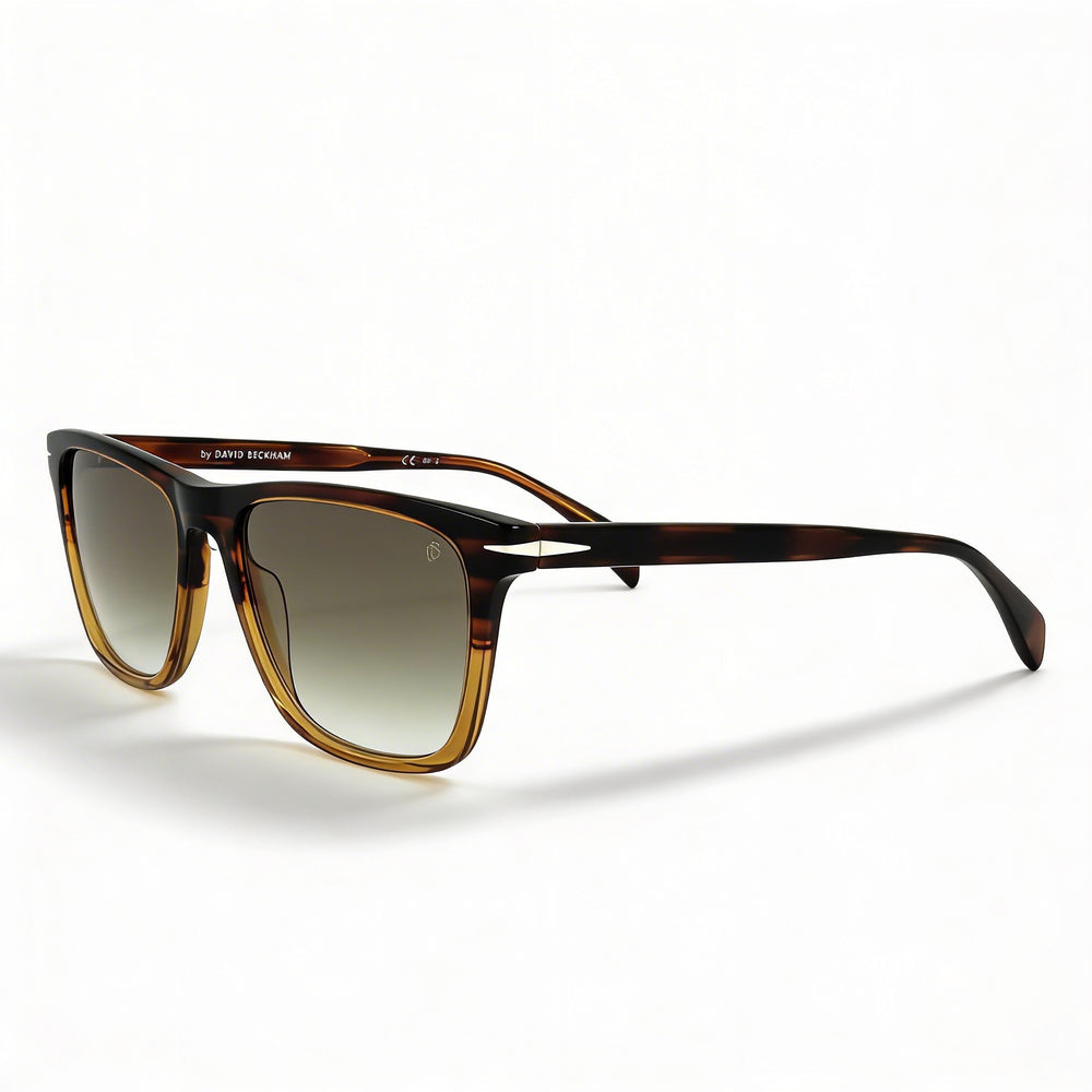 David Beckham Classic Unisex Acetate Frame Brown Stripped Brown UV Protected Non-Polarized Sunglasses 55mm