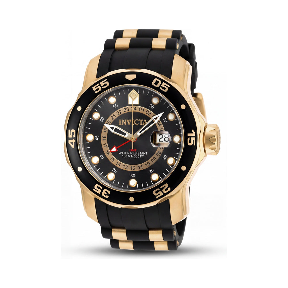 Reloj de cuarzo unisex Invicta Pro Diver - SCUBA 6991, caja dorada, correa de silicona, marcas en el bisel, 48 mm