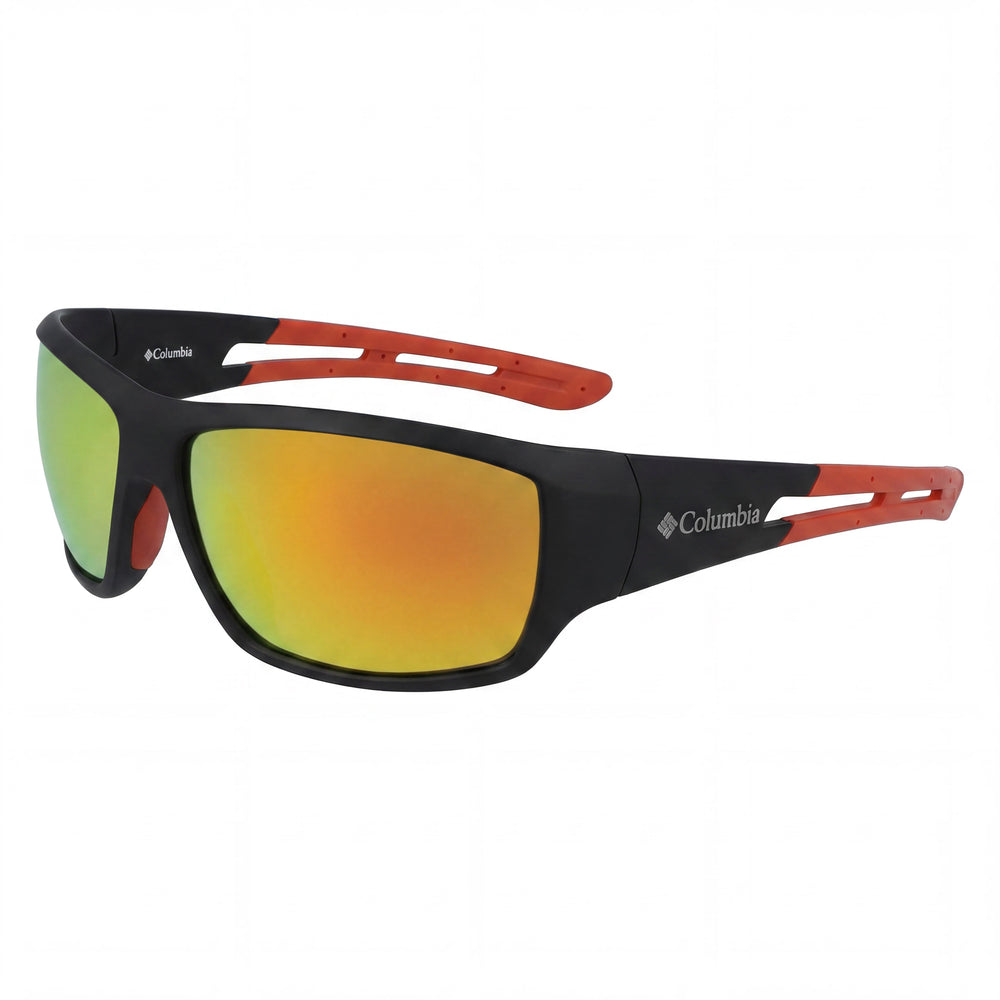 Columbia Utilizer Gafas de Sol Envolventes Polarizadas con Protección UV para Hombre, Negro Mate Naranja 62mm