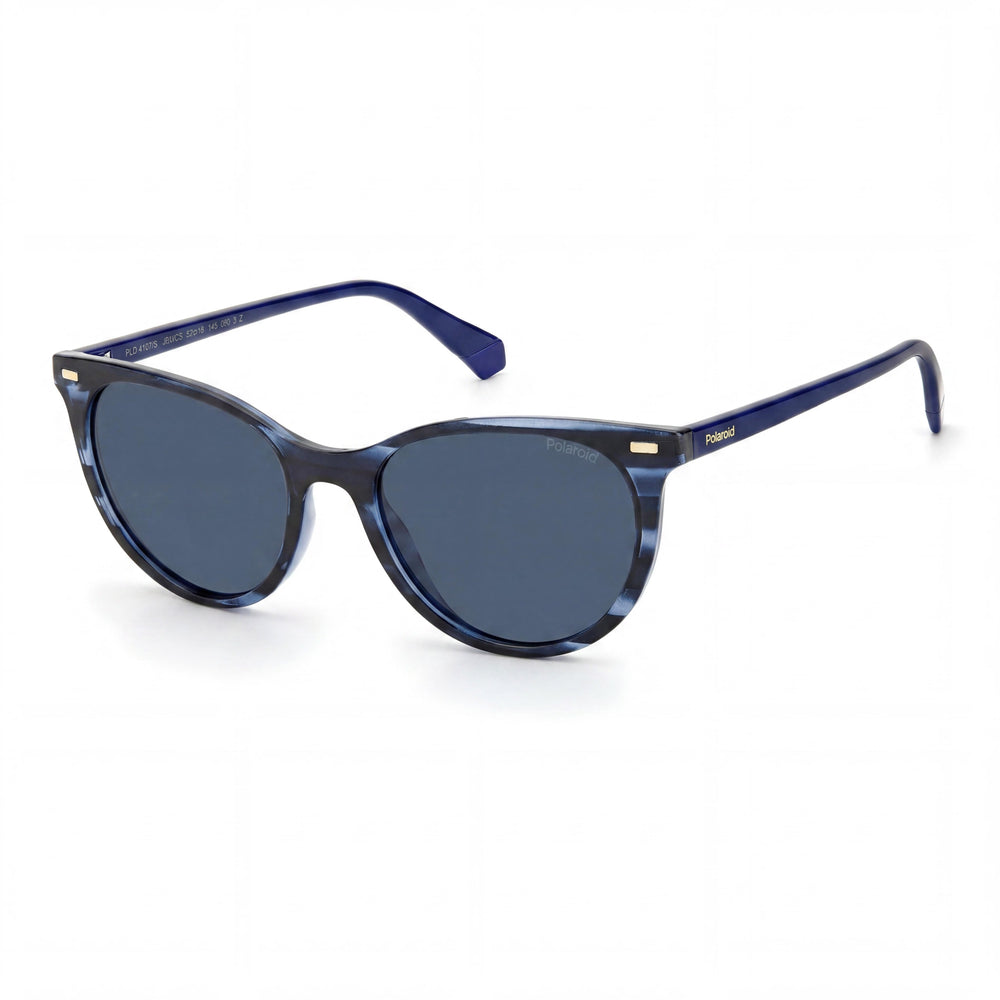 Gafas de sol polarizadas con protección UV para mujer Polaroid Pld 4107/S, poliamida ecológica azul Habana, 52 mm