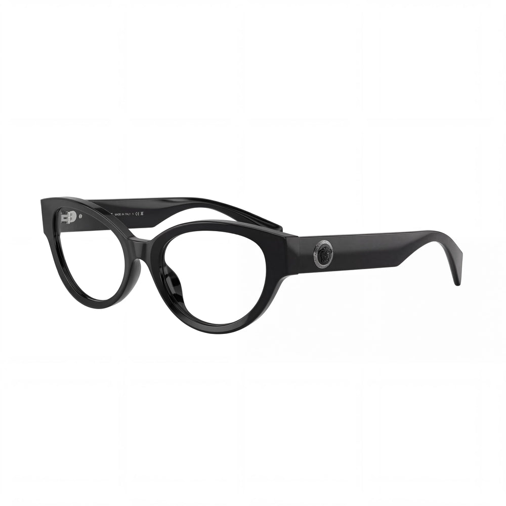 Gafas Versace Ve 3361u para mujer, montura de acetato negro con lentes transparentes, 51 mm de ancho de lente