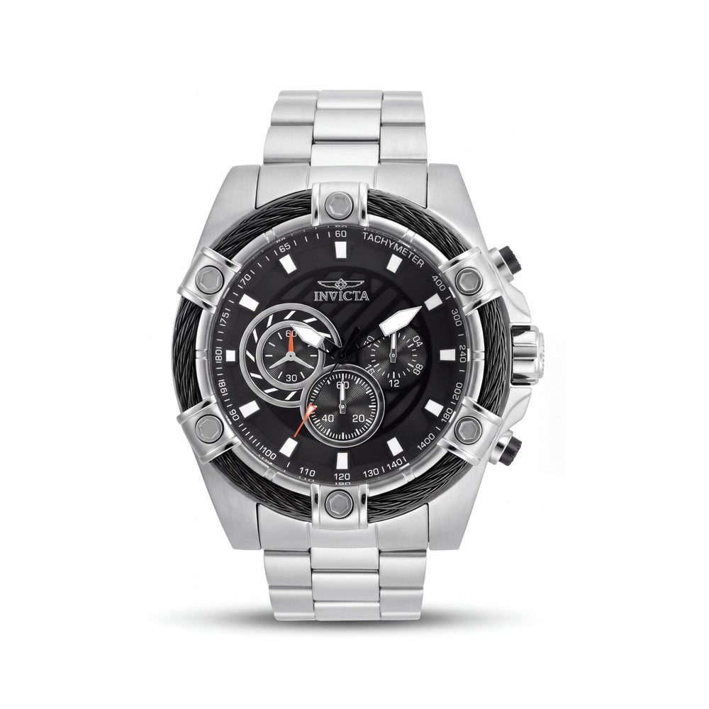 Reloj Invicta Bolt Chronograph para hombre, de acero inoxidable, resistente al agua, con esfera negra, agujas luminosas y cronómetro