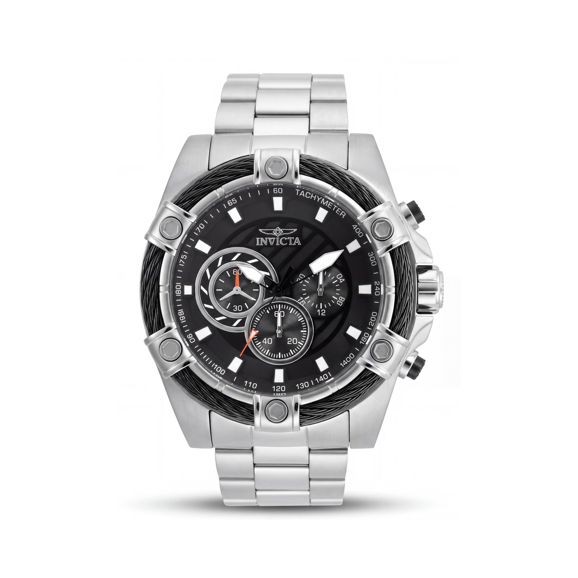 Invicta Bolt Chronograph Men's Stainless Steel Water Resistant Watch with Black Dial, Luminous Hands, Stop Watch, Photo 1