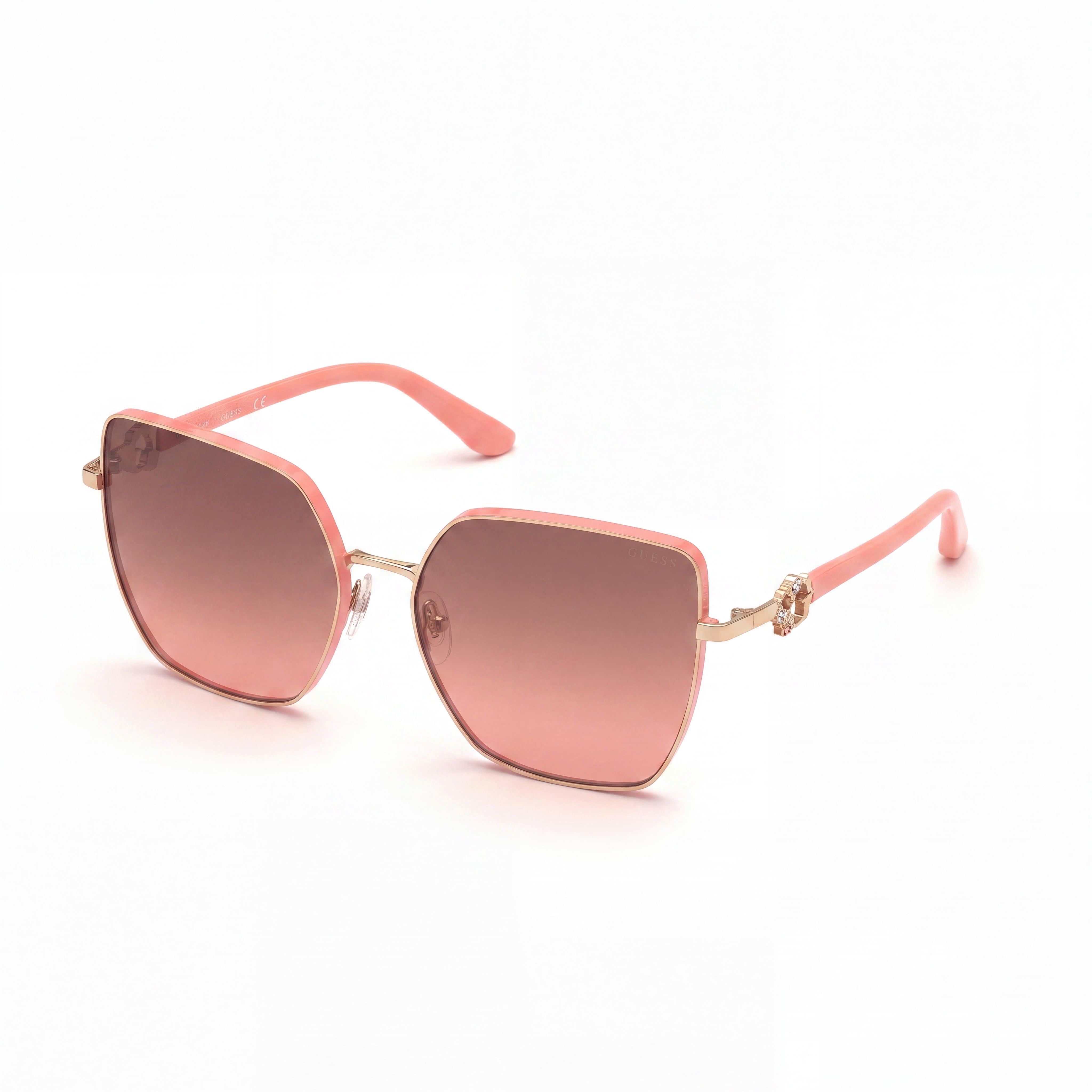 GUESS GU7790 Gafas de sol de metal de mariposa para mujer Marco dorado degradado marrón Lentes degradado naranja a oscuro 61 mm, Photo 1