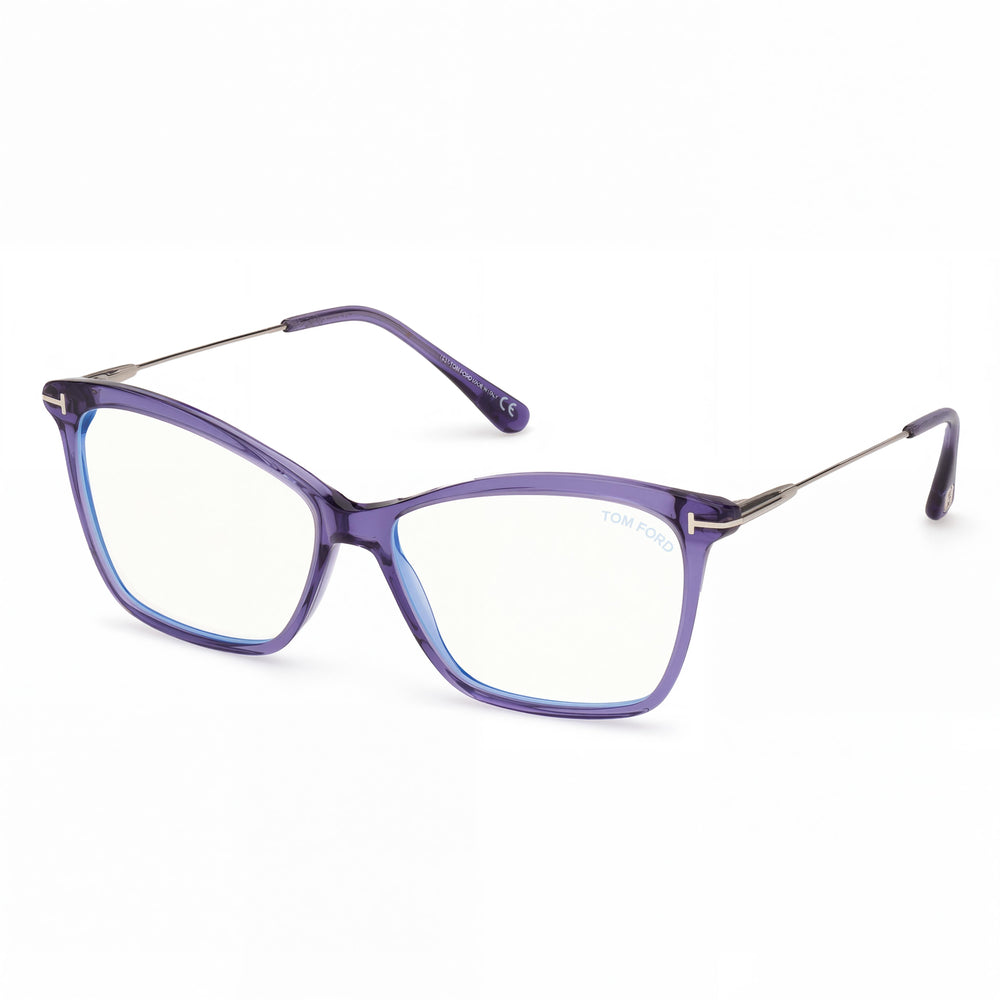 Gafas de mujer Tom Ford Ft5687-b de acetato con lente transparente, paladio violeta brillante, talla 56-14-140