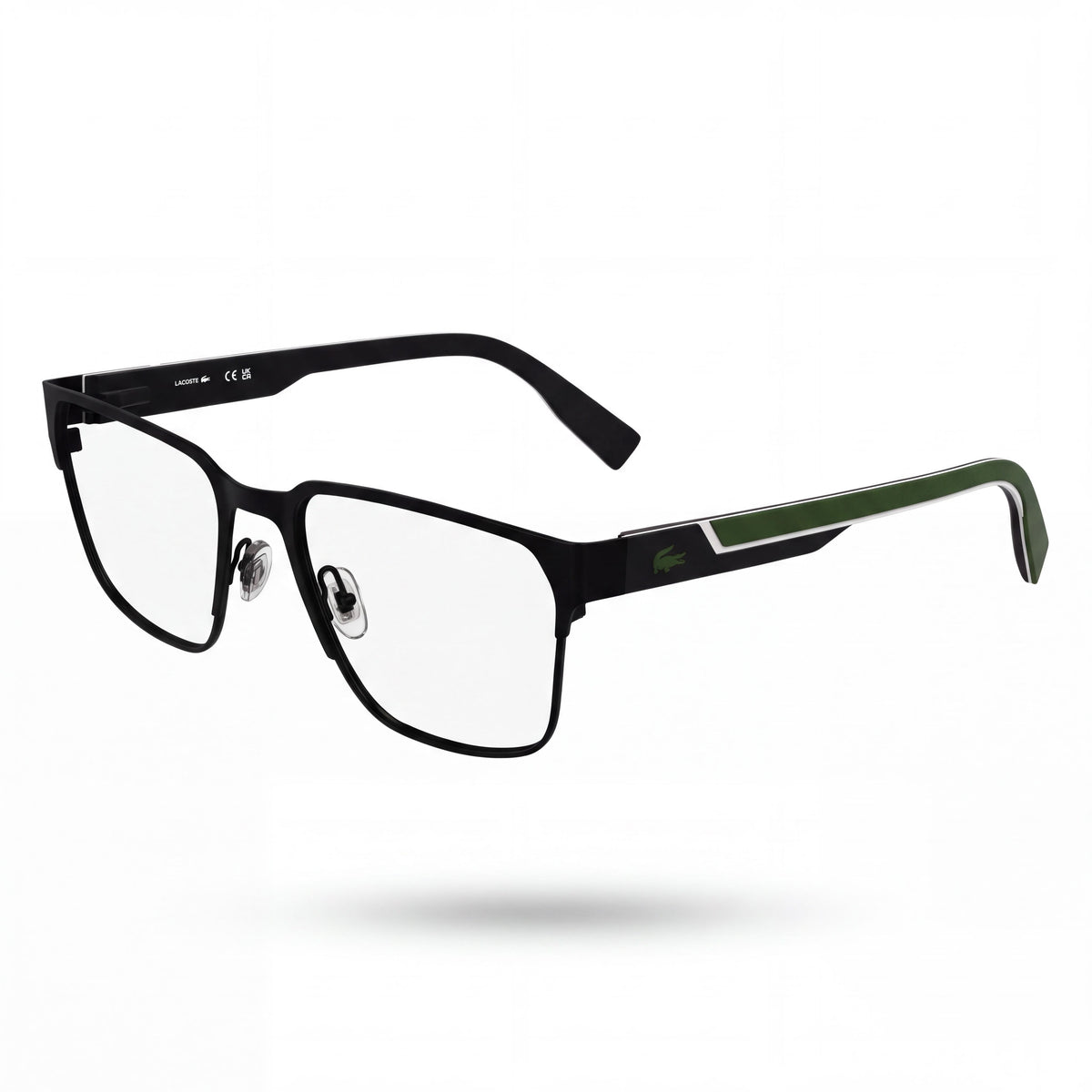 Gafas graduadas Lacoste L2306 N para hombre, estilo clásico, montura metálica, lentes de plástico, negro mate, 55 mm, Photo 1