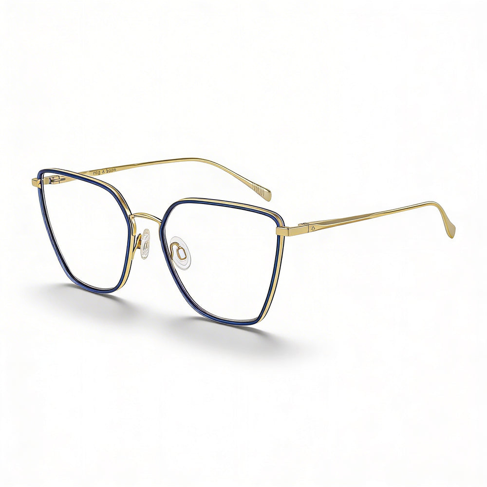 Gafas Rag & Bone Rnb3028 de acero inoxidable azul dorado para mujer, 55 mm