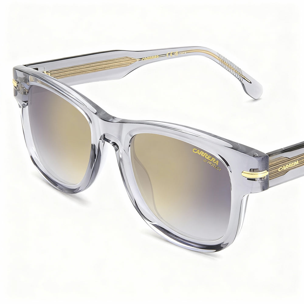 Gafas de sol Carrera 330/S para hombre, montura de acetato gris, efecto espejo dorado degradado, 100 % UV, no polarizadas, 50 mm