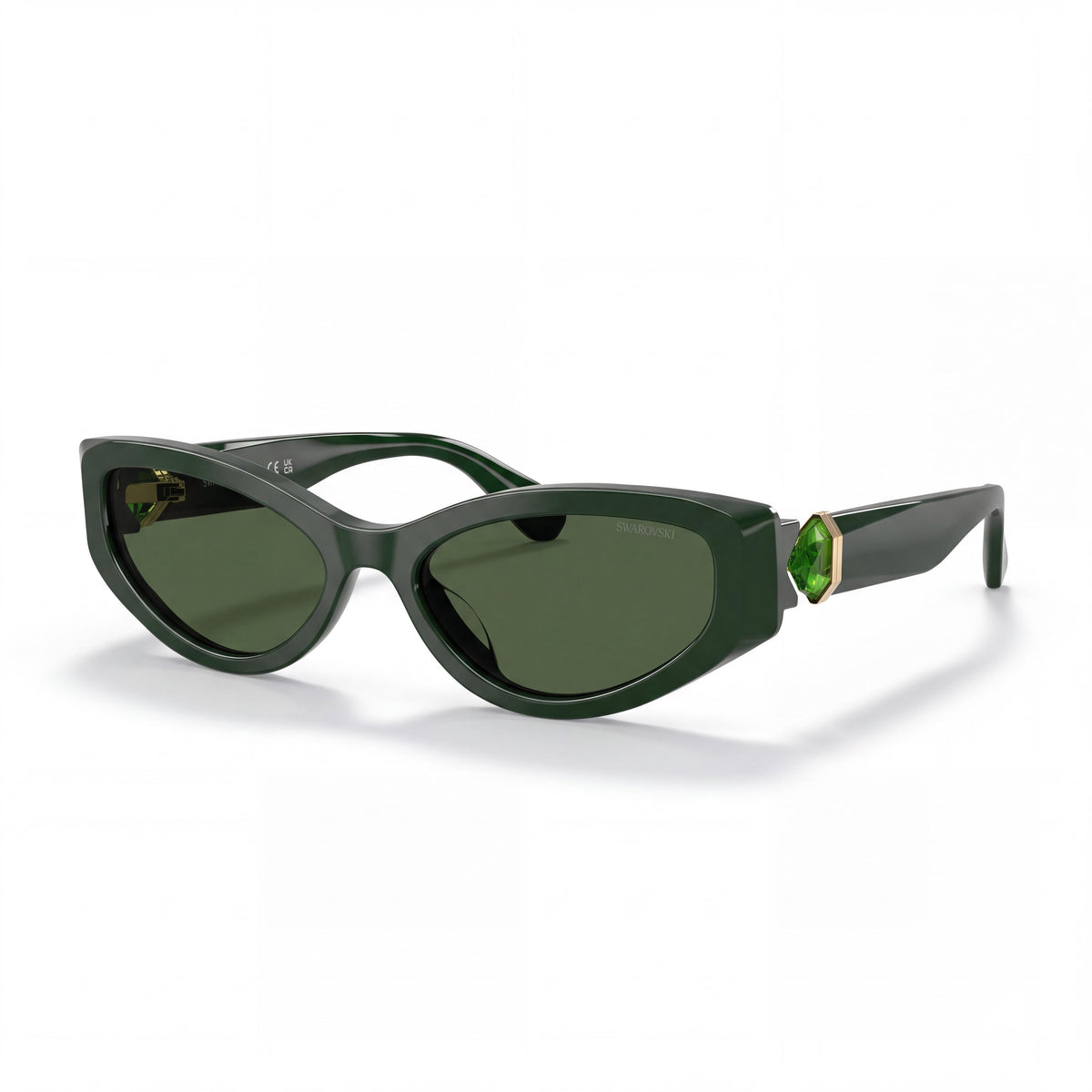 Swarovski Sk6045u Women's Cat Eye Dark Green Plastic 100% UV Sunglasses 55mm, Photo 1
