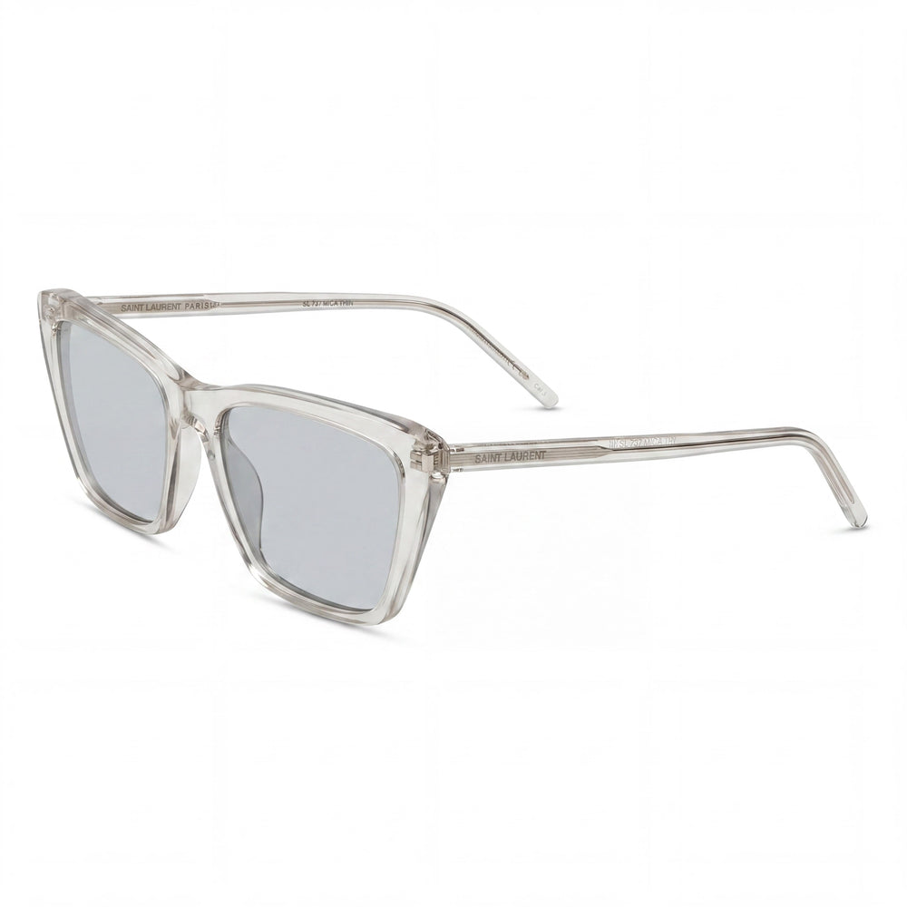 Gafas de sol Saint Laurent SL 737 Mica Thin-004 para mujer, polarizadas, con montura beige y plateada, lentes plateadas de acrílico, 54 mm