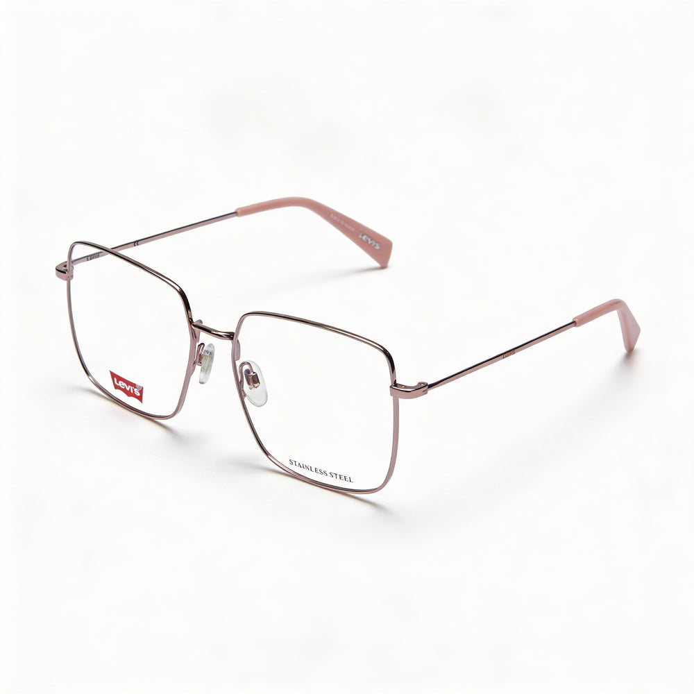 Gafas Levi's Lv 1010 para mujer con montura metálica rosa, lentes de 54 mm, puente de 17 mm y patillas de 145 mm.