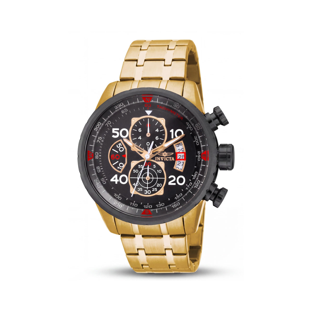 Invicta Aviator 17206 Men's Chronograph Watch, Black Gold 18K Gold Plated Stainless Steel, 48mm, Photo 1