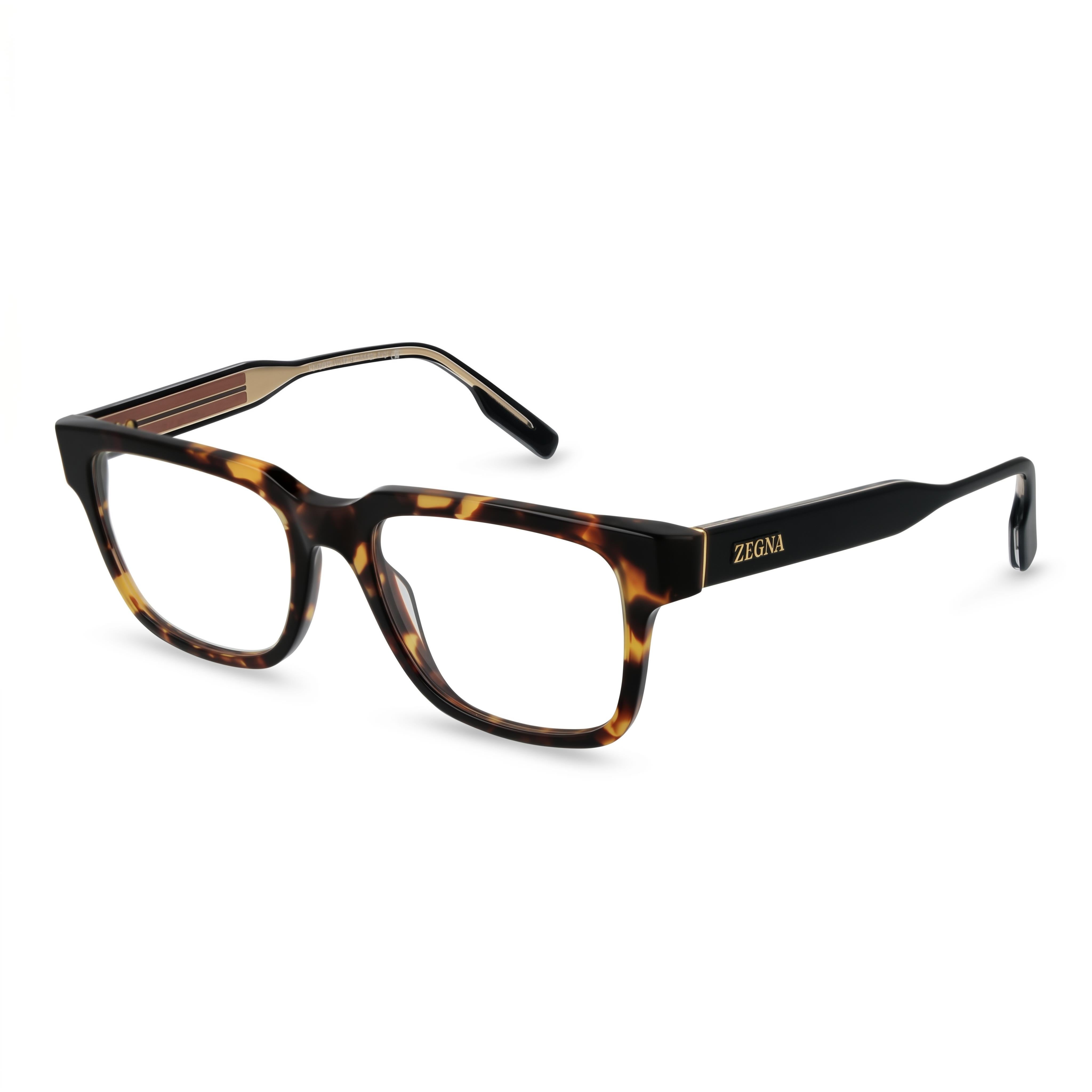 Gafas graduadas Ermenegildo Zegna EZ5260 para hombre, color negro habano oscuro, con lentes transparentes de demostración, Photo 1