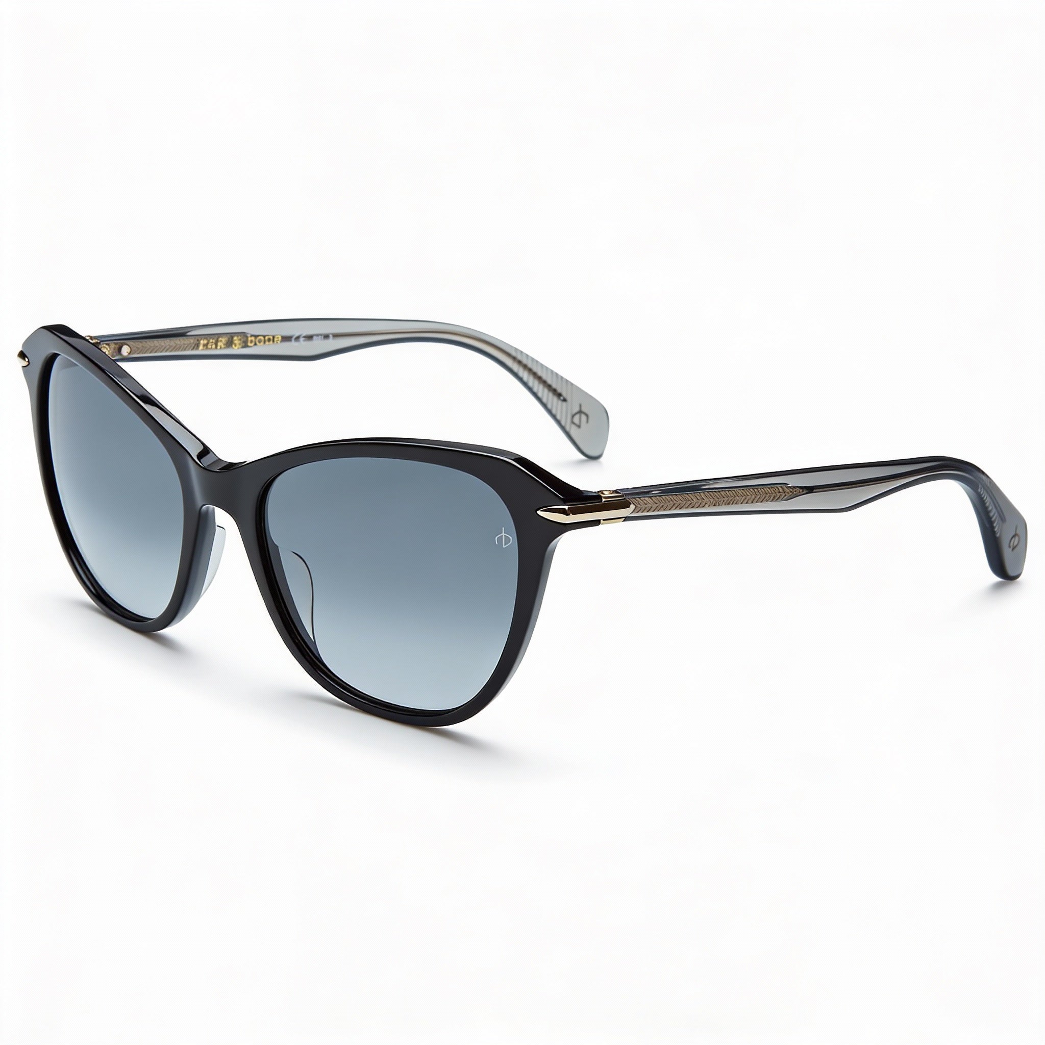 rag & bone Modern Women's Full Rim Black Acetate Cat Eye Butterfly Sunglasses with Polycarbonate Lenses, RX-Able, 55mm, Photo 1