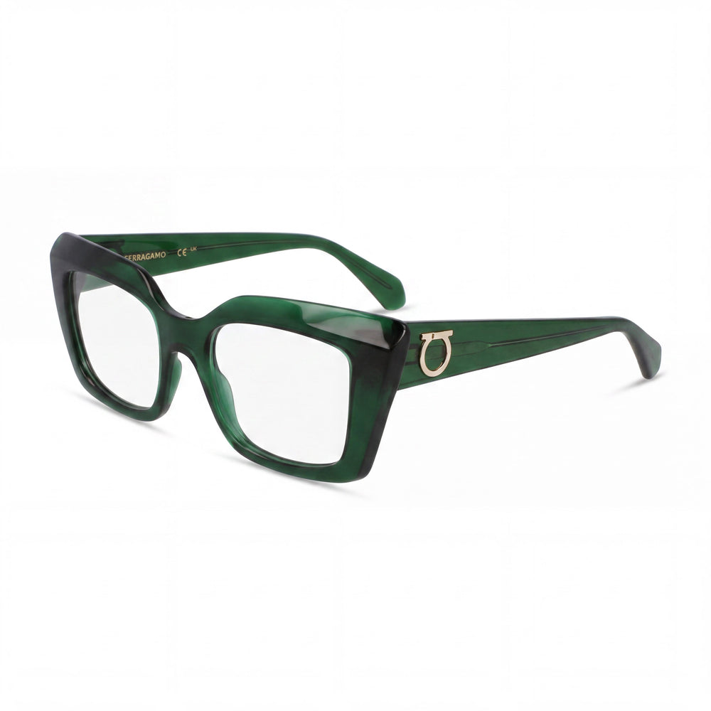 Ferragamo Women's Casual Transparent Green Acetate Sunglasses with Polycarbonate Lenses, Lens Width 50mm, Bridge 19mm, Temple Length 140mm