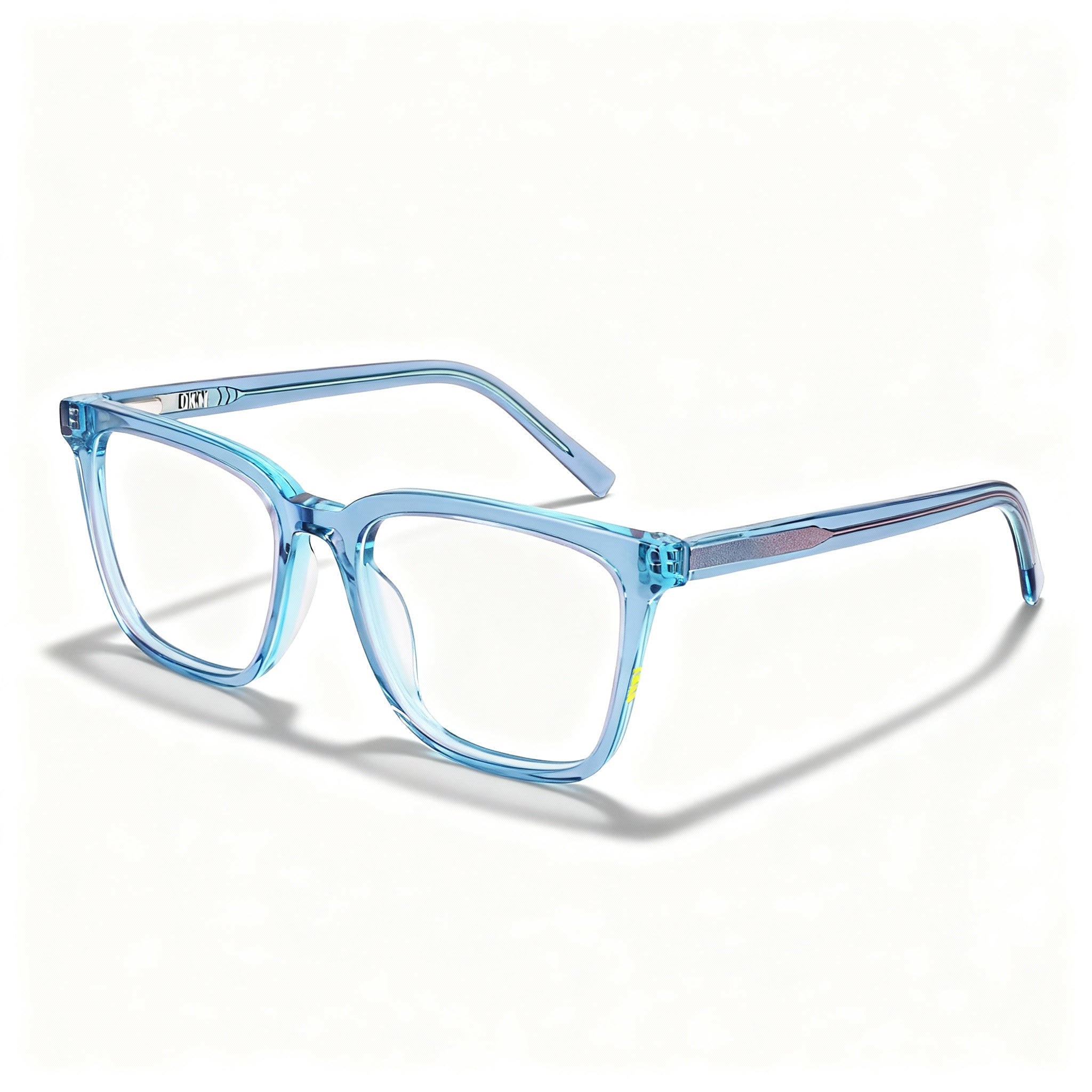 DKNY Dk5060 Women's Square Acetate Eyeglasses with Clear Demo Lenses, Blue Laminate Frame, 52mm