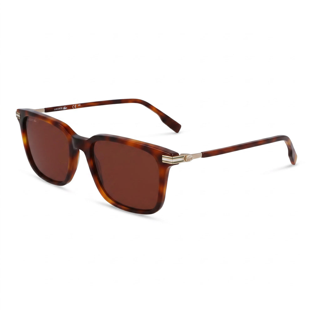 Gafas de sol Lacoste L6035s para hombre, montura de plástico gris metalizado, protección UV y lentes marrones de 53 mm