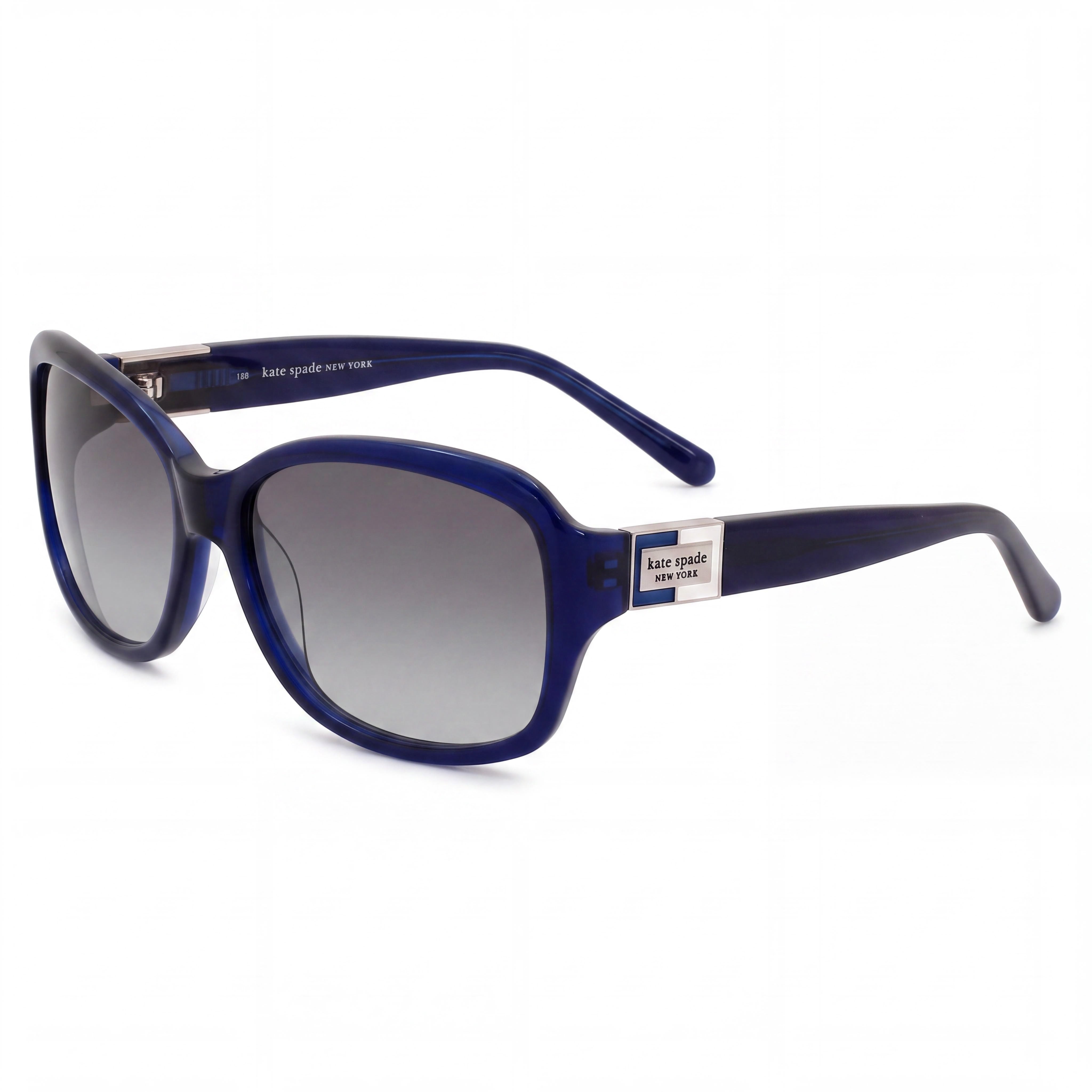 kate spade new york Annika/S/Us Gafas de sol rectangulares para mujer, de acetato azul marino, ligeras, con lentes gris oscuro, 56 mm, protección UV, Photo 1