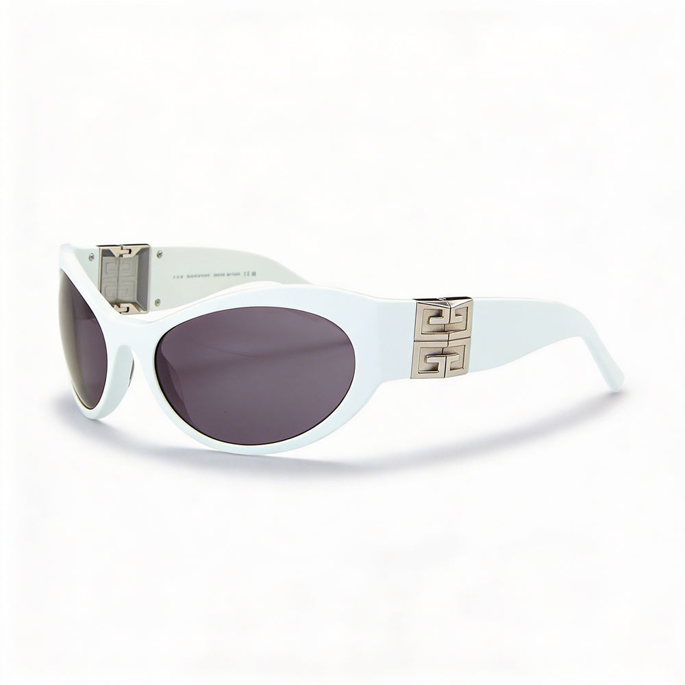 Givenchy Casual Women's White Plastic Frame, Smoke Non-Polarized Lenses with UV 400 Protection, 63mm