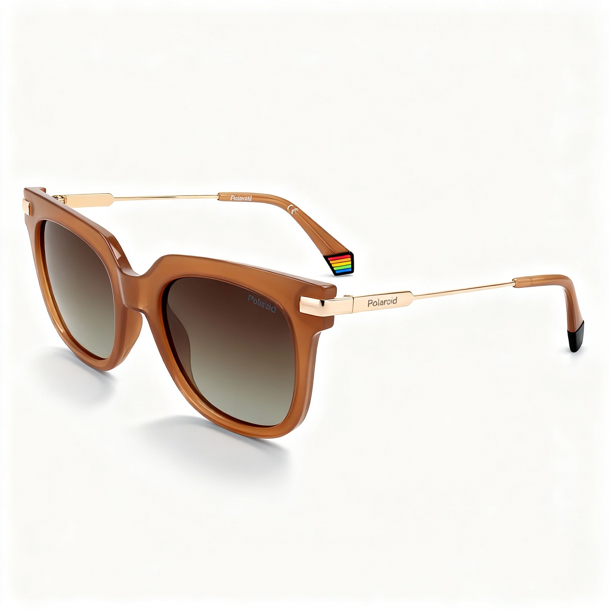 Polaroid Classic Women's Square Polycarbonate Orange Frame Brown Polarized 51mm Sunglasses