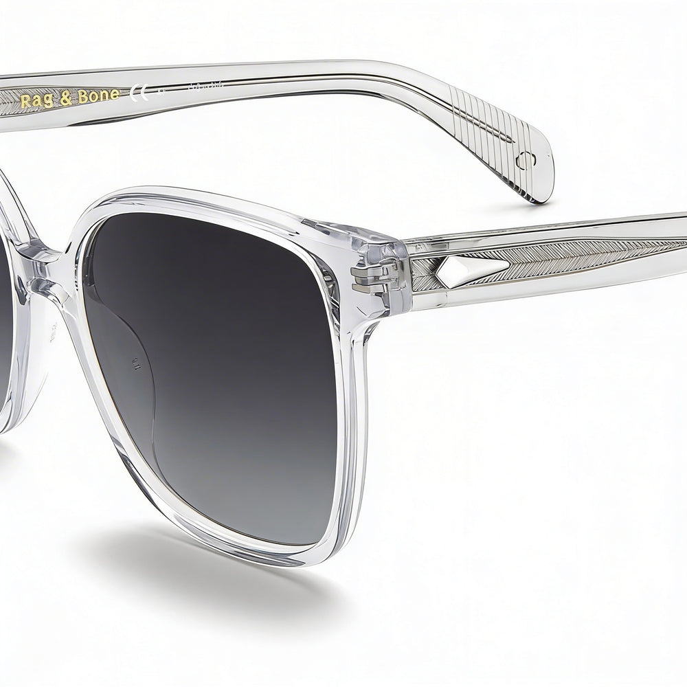 Gafas de sol polarizadas Rag & Bone RNB3053 unisex, armazón ecológico gris rutenio oscuro, lentes grises, 54 mm