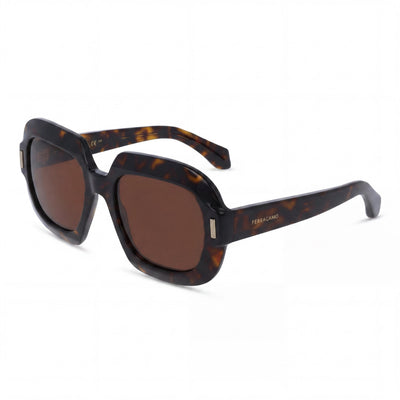 Gafas de sol modernas para hombre Ferragamo con montura de acetato color carey oscuro y lentes de policarbonato, 54 mm de ancho de lente, 20 mm de ancho de puente