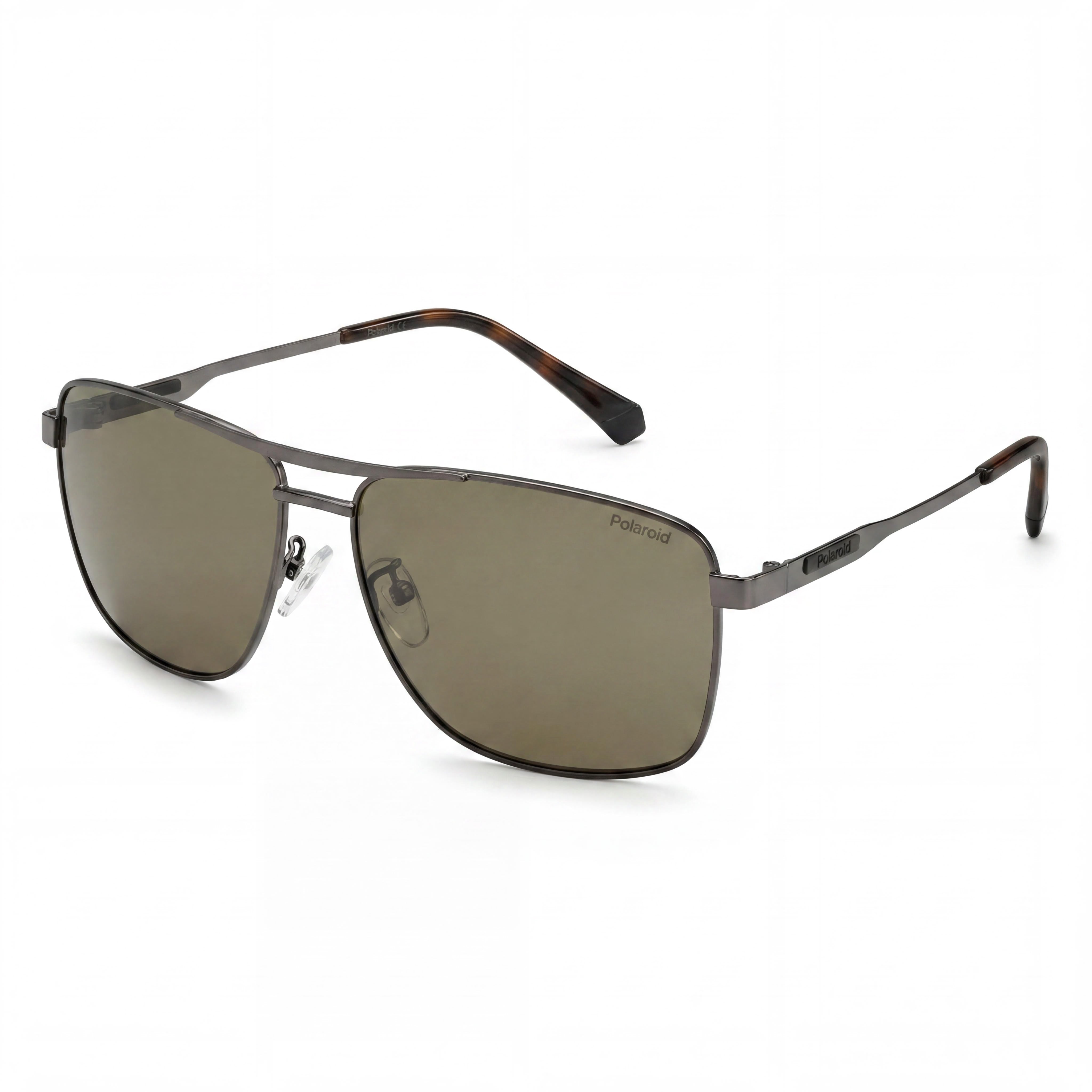 Polaroid Modern Unisex Stainless Steel Sunglasses, Dark Ruthenium, UV Protection, 59mm, Photo 1