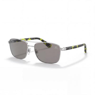 BURBERRY BE3163 Women's Classic Rectangular Silver Metal Light Grey Mirror Silver UV Protection Sunglasses 60mm