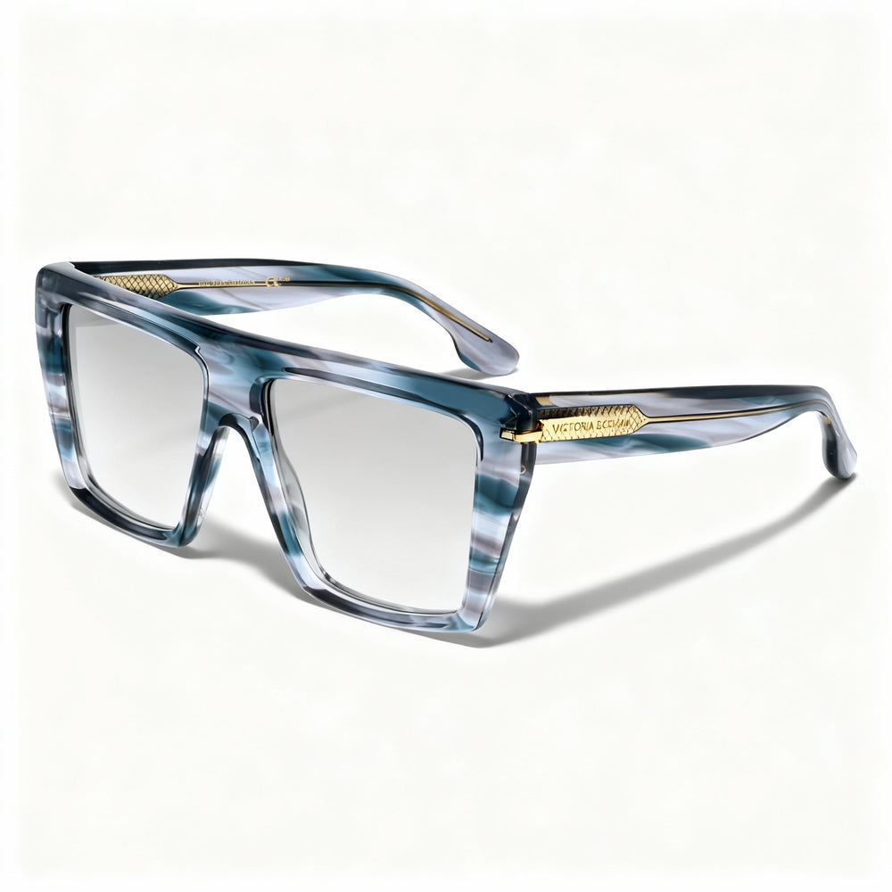 Victoria Beckham VB686S Women's Grey Horn Rectangular Acetate Sunglasses 56-15-145