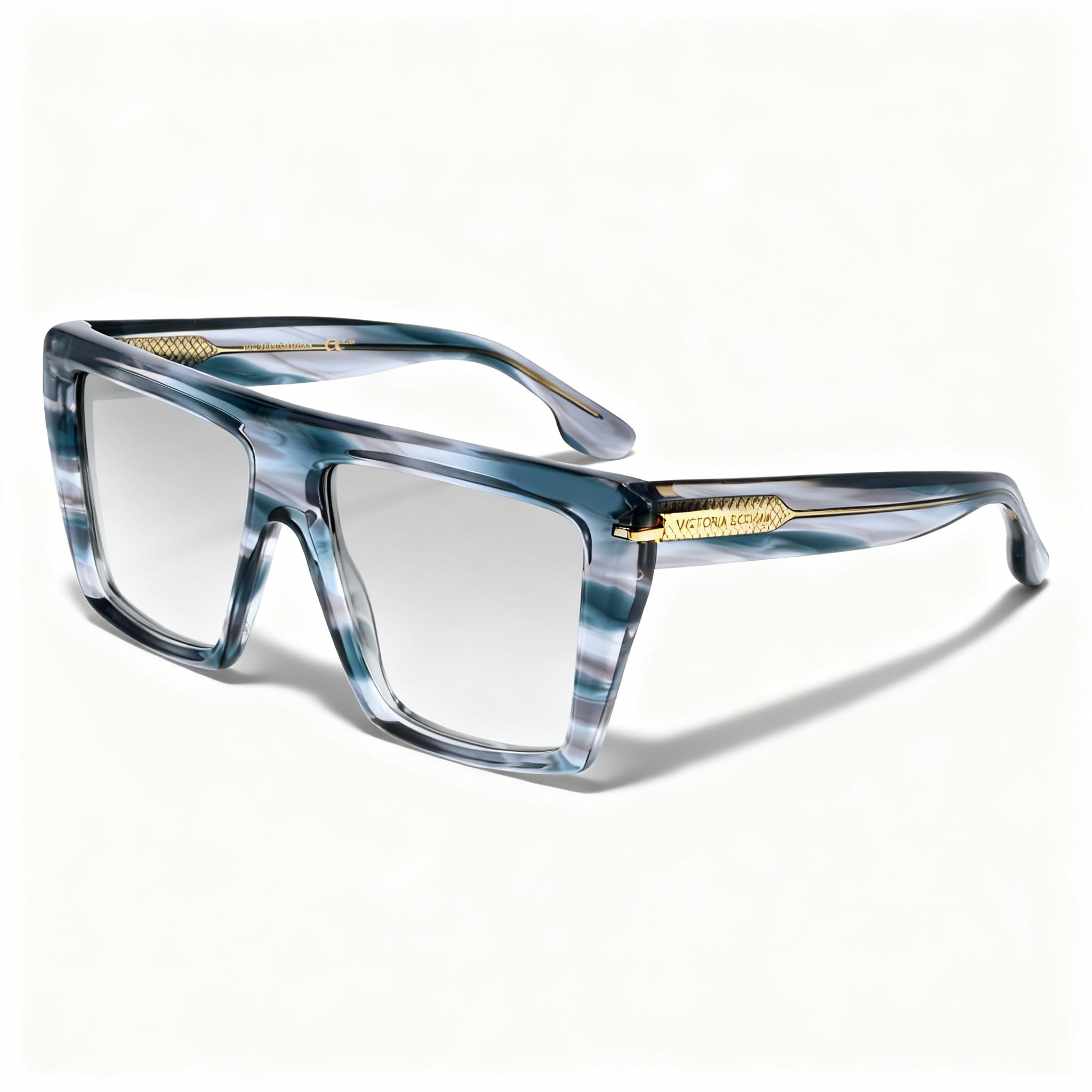 Victoria Beckham VB686S Women's Grey Horn Rectangular Acetate Sunglasses 56-15-145