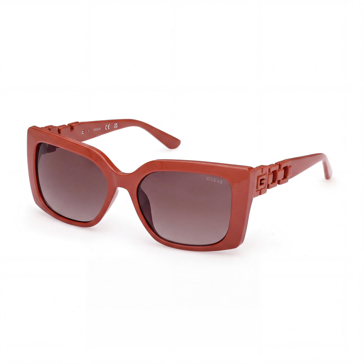 GUESS GU00265-H Women's Shiny Dark Orange Plastic Frame Gradient Brown Non-Polarized UV 400 Sunglasses 55mm, Photo 1