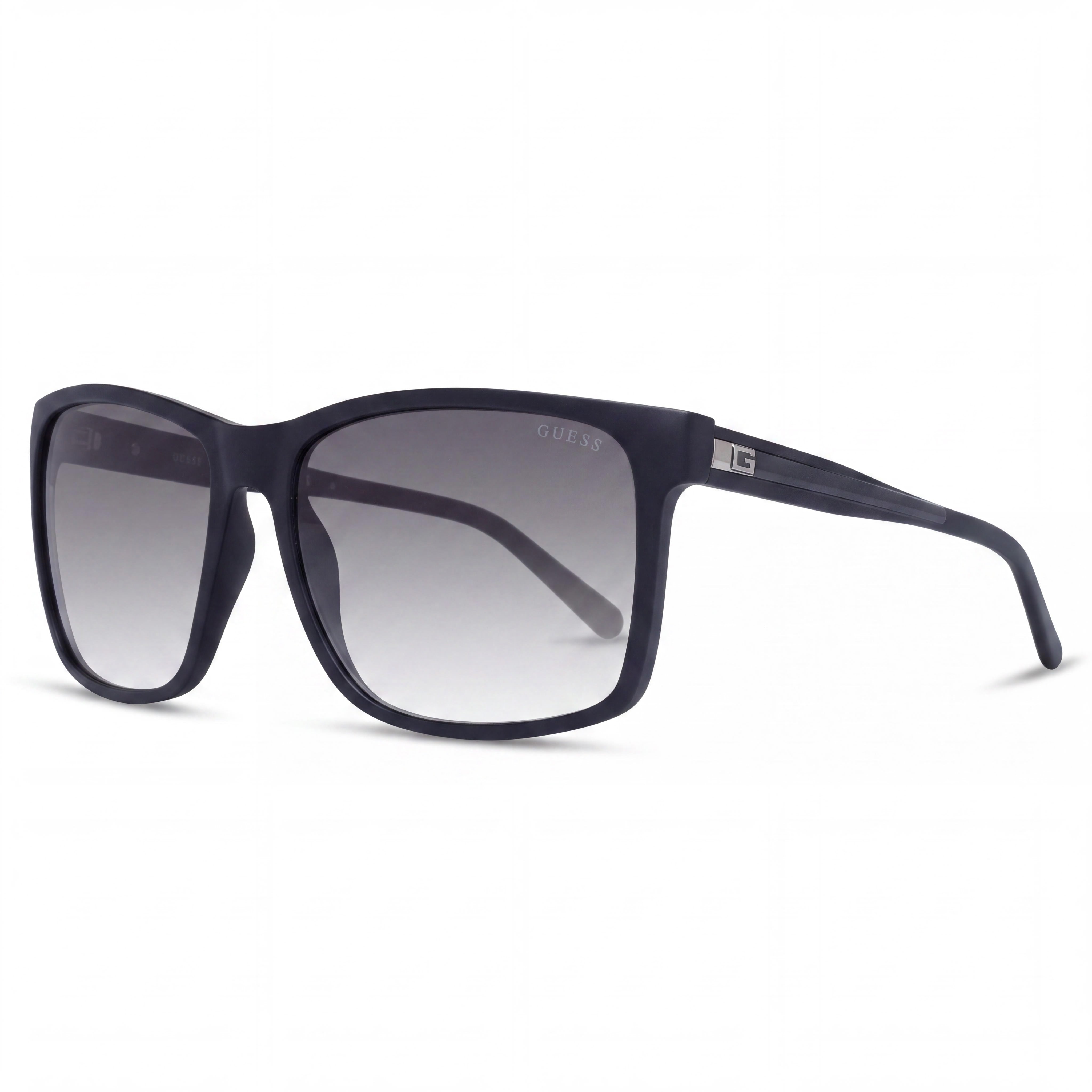 GUESS Classic Unisex Square Sunglasses, Matte Black Polycarbonate Frame, Smoke Mirror Lenses, 100% UV, Non-Polarized 60mm, Photo 1