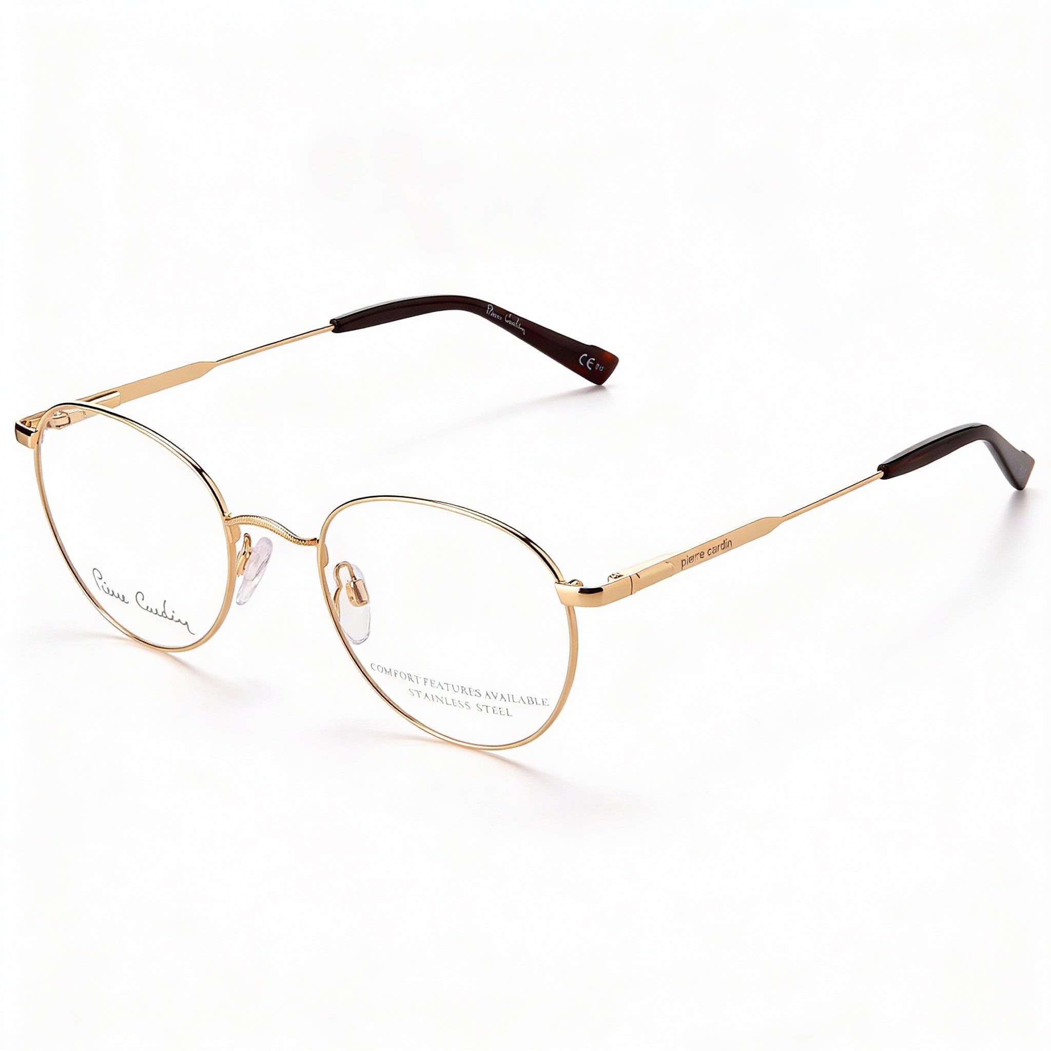 Gafas unisex modernas Pierre Cardin con montura metálica dorada y lentes de policarbonato. Ancho de lente: 52 mm. Puente: 21 mm. Longitud de patilla: 150 mm., Photo 1