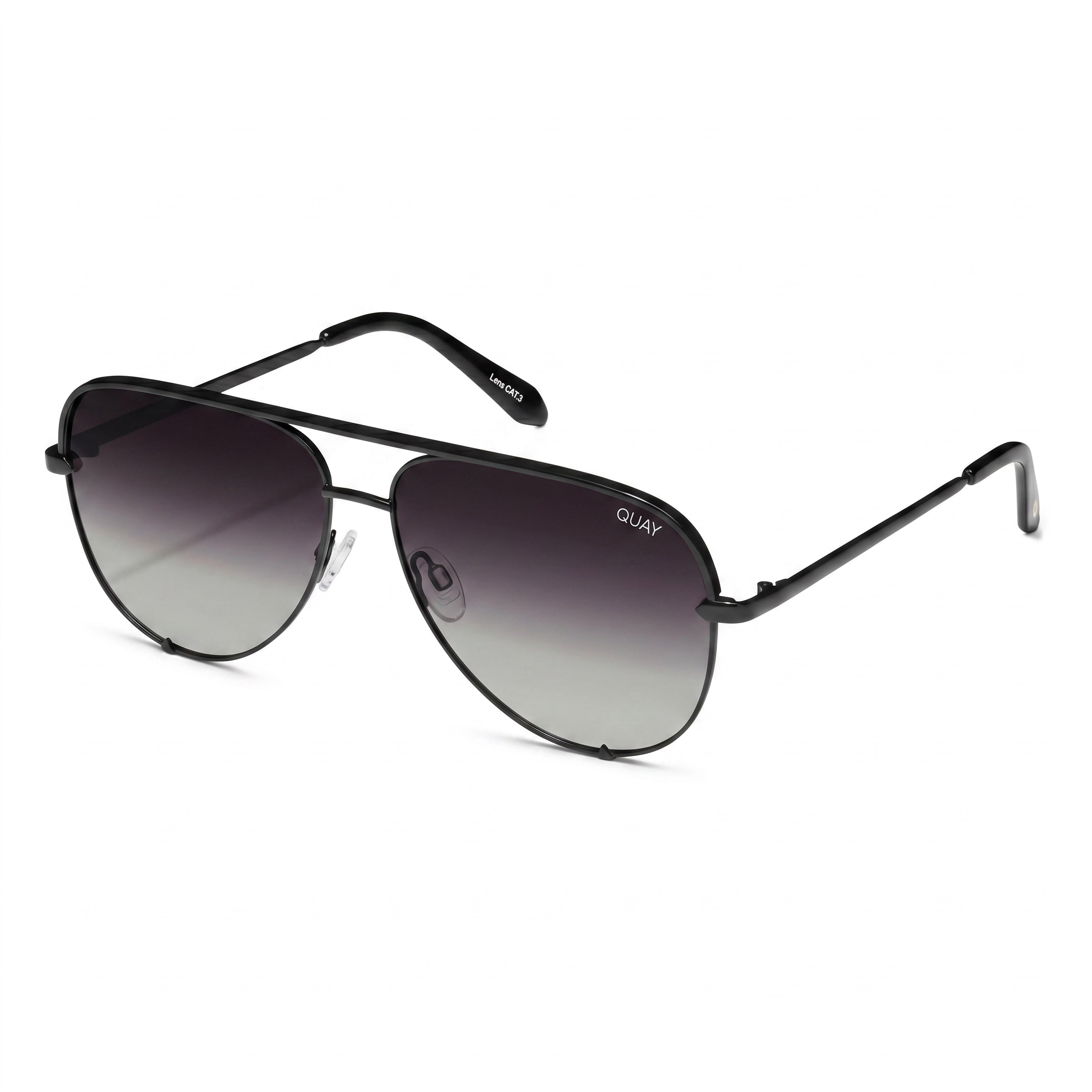 Gafas de sol de metal Quay Australia High Key extragrandes para mujer, negras degradadas, polarizadas, con protección UV, 64 mm, Photo 1